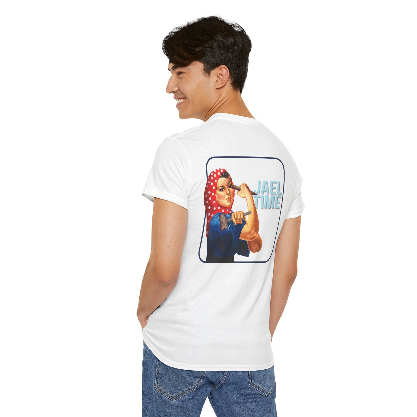 'Jael Time' Humorous Bible Story T-Shirt with Tent Peg and Hammer Design Cotton Tee