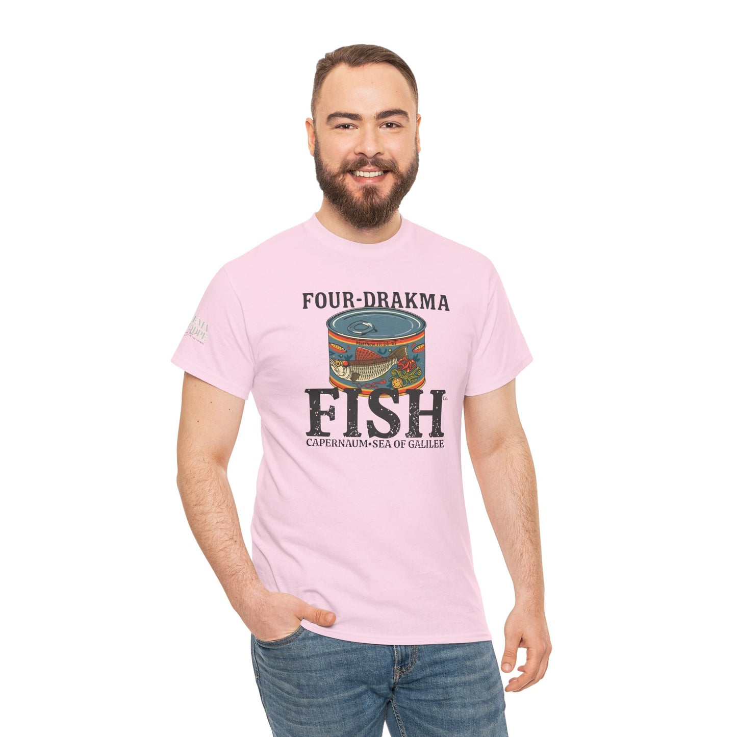 Vintage Four-Drachma Fish Co Matthew 17:24-27 Unisex Tee for Fishermen and Bible Enthusiasts