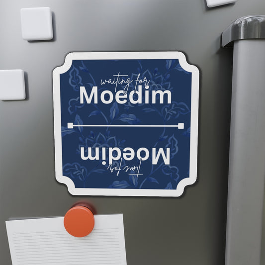Blue Floral Moedim VS Waiting for Moedim Fun Fridge Decoration Die-Cut Magnet