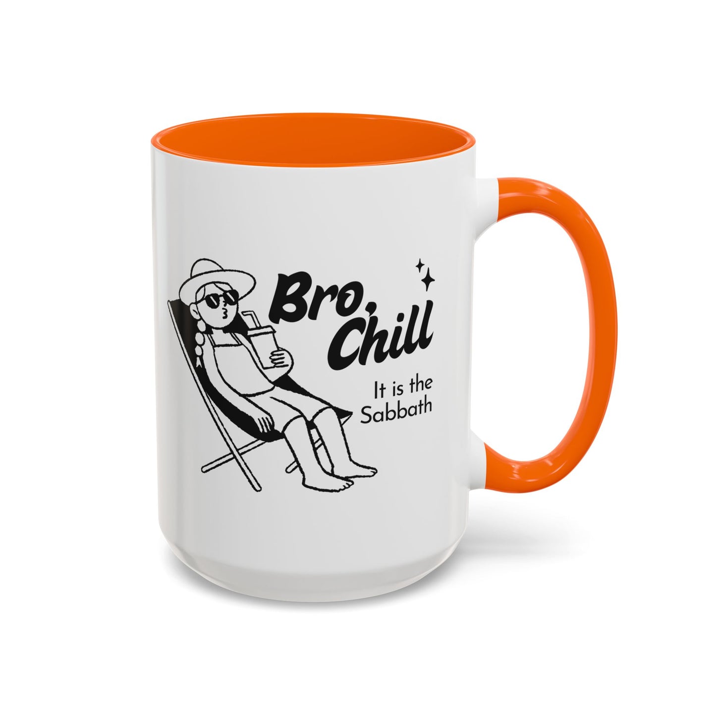 Bro, Chill Shabbat Themed Accent Coffee Mug, Relaxation Gift, Coffee Lover Gift, Cute Mug for Friends, Fun Coffee Cup