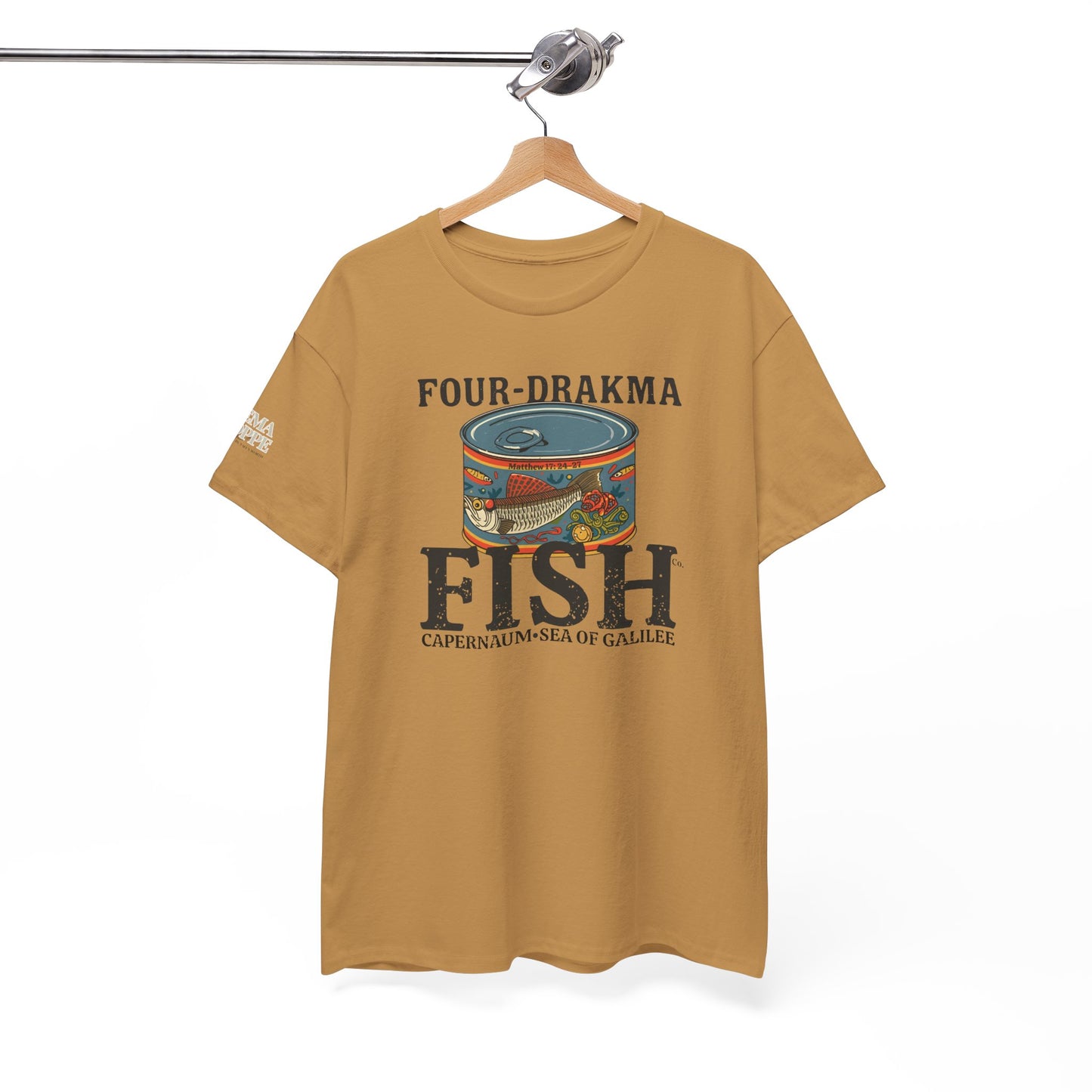 Vintage Four-Drachma Fish Co Matthew 17:24-27 Unisex Tee for Fishermen and Bible Enthusiasts