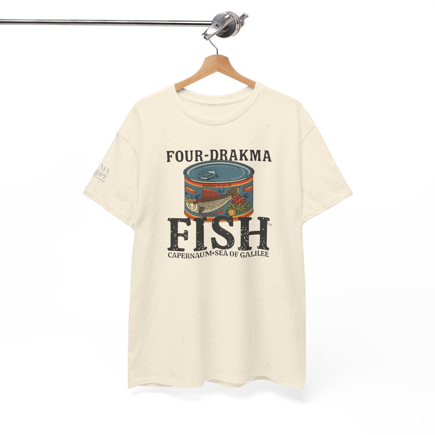 Vintage Four-Drachma Fish Co Matthew 17:24-27 Unisex Tee for Fishermen and Bible Enthusiasts