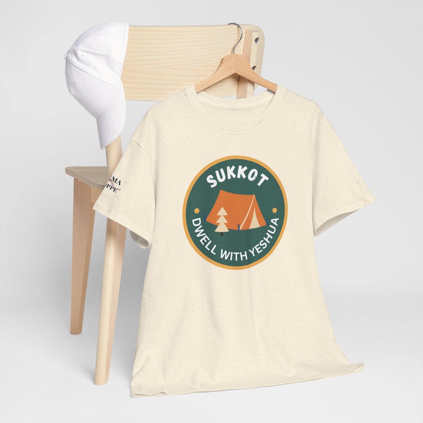 Sukkot Camping Tee — “Dwell With Yeshua” Biblical Feast T‑Shirt