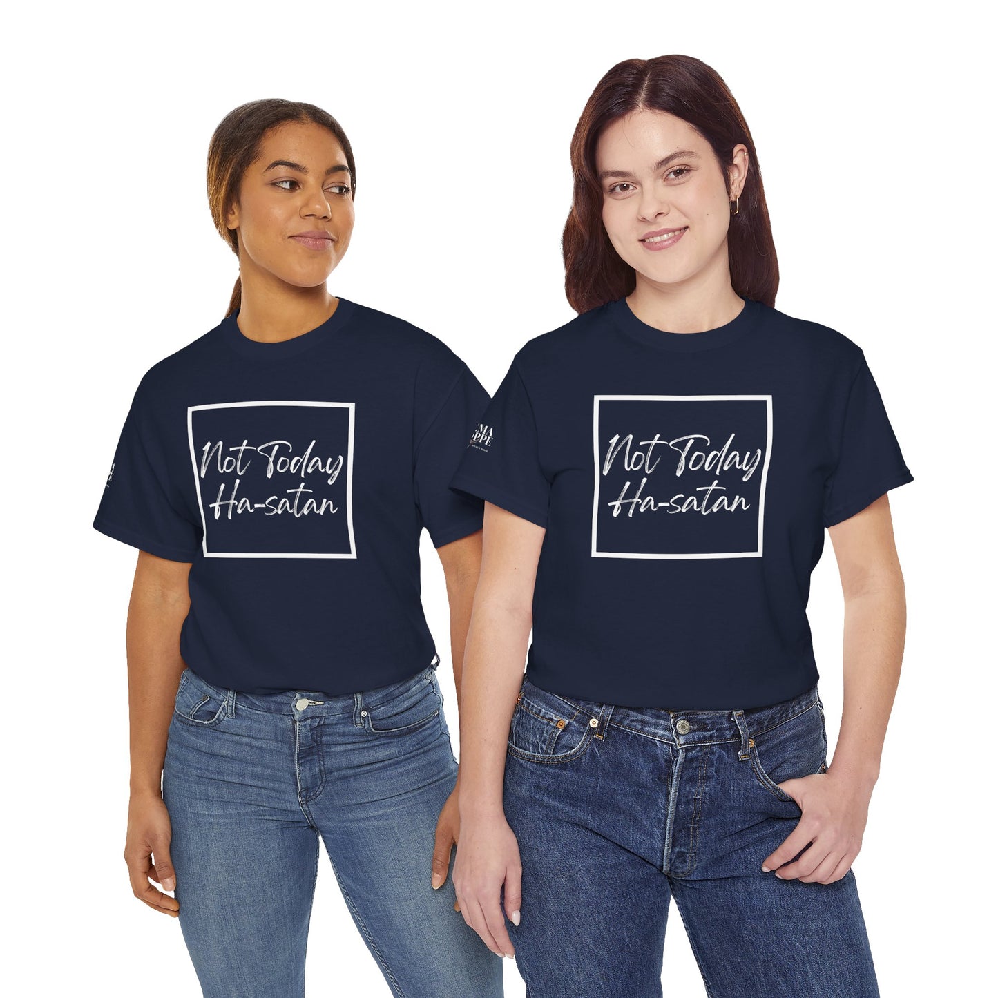 "Not Today Ha-satan" Cotton Tee Minimal Script Graphic Tee