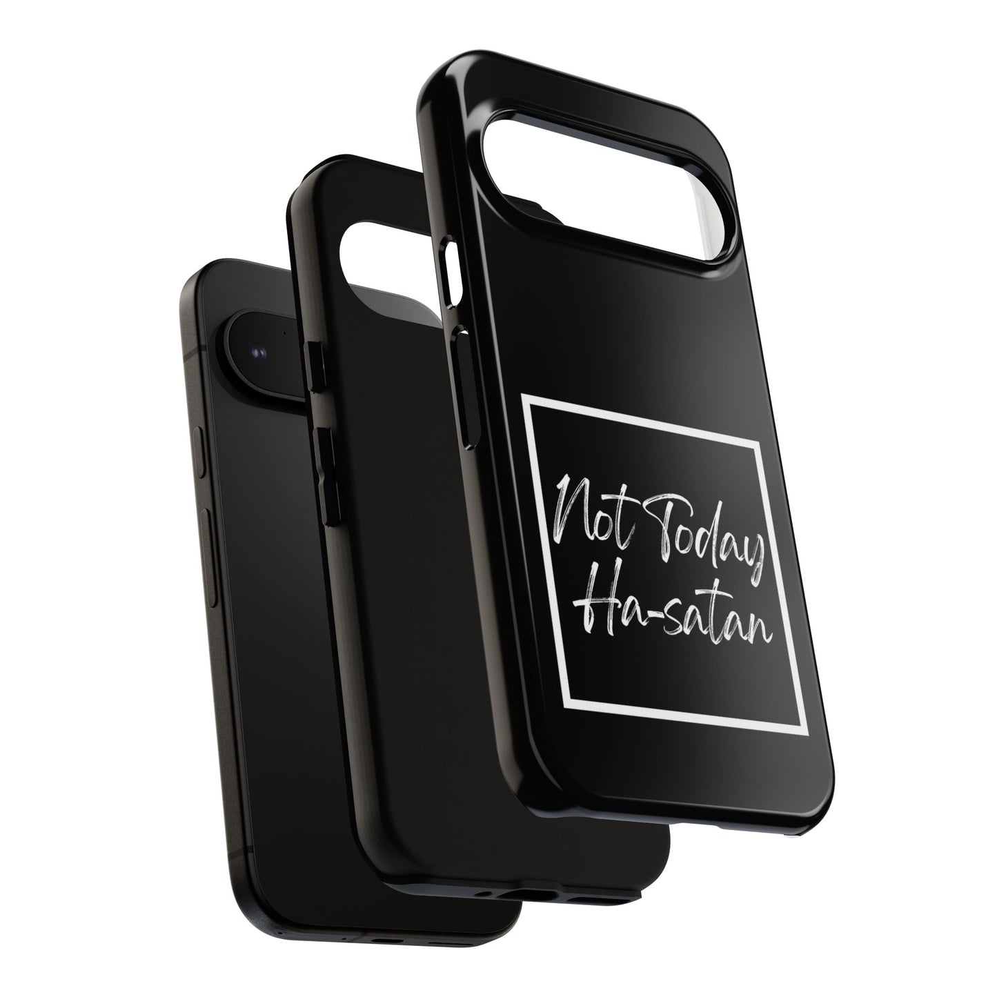 Phone Case- “Not Today Ha-satan” Black Tough Protective Cover Hebrew Humor