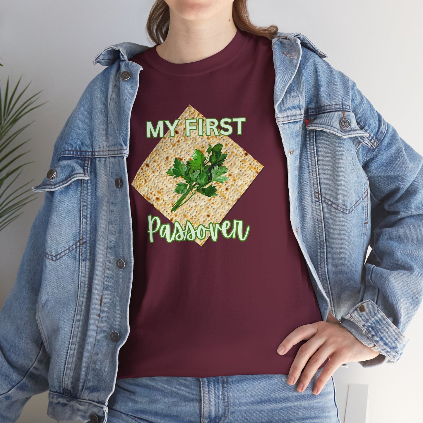 Adults My First Passover T‑Shirt — Seder Matzo & Parsley Pesach Tee