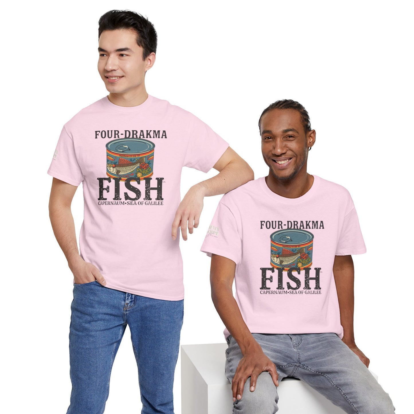 Vintage Four-Drachma Fish Co Matthew 17:24-27 Unisex Tee for Fishermen and Bible Enthusiasts