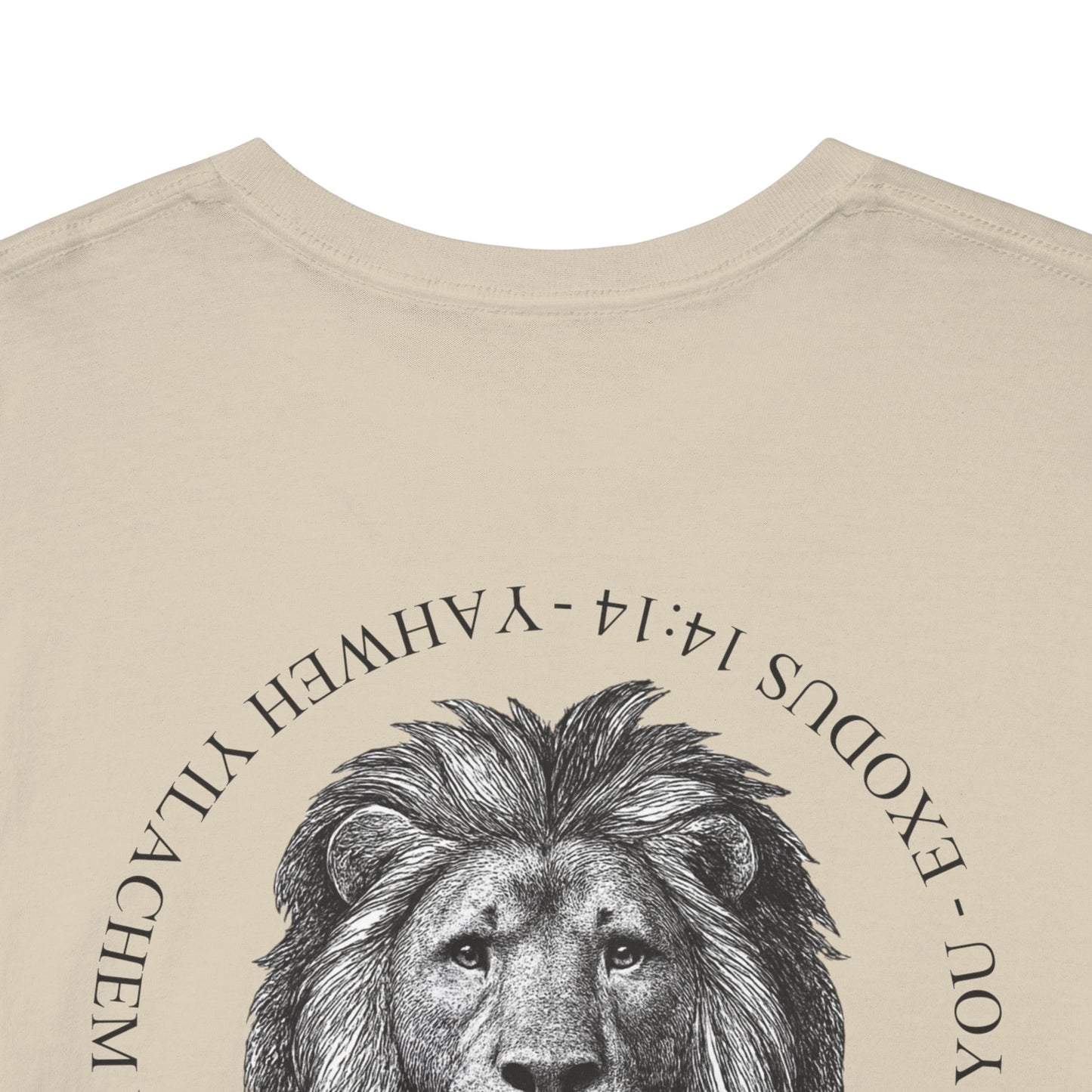 Hebrew Lion Tee — "Yahweh Yilachem Lachem" Inspirational Scripture Shirt Exodus 14:14