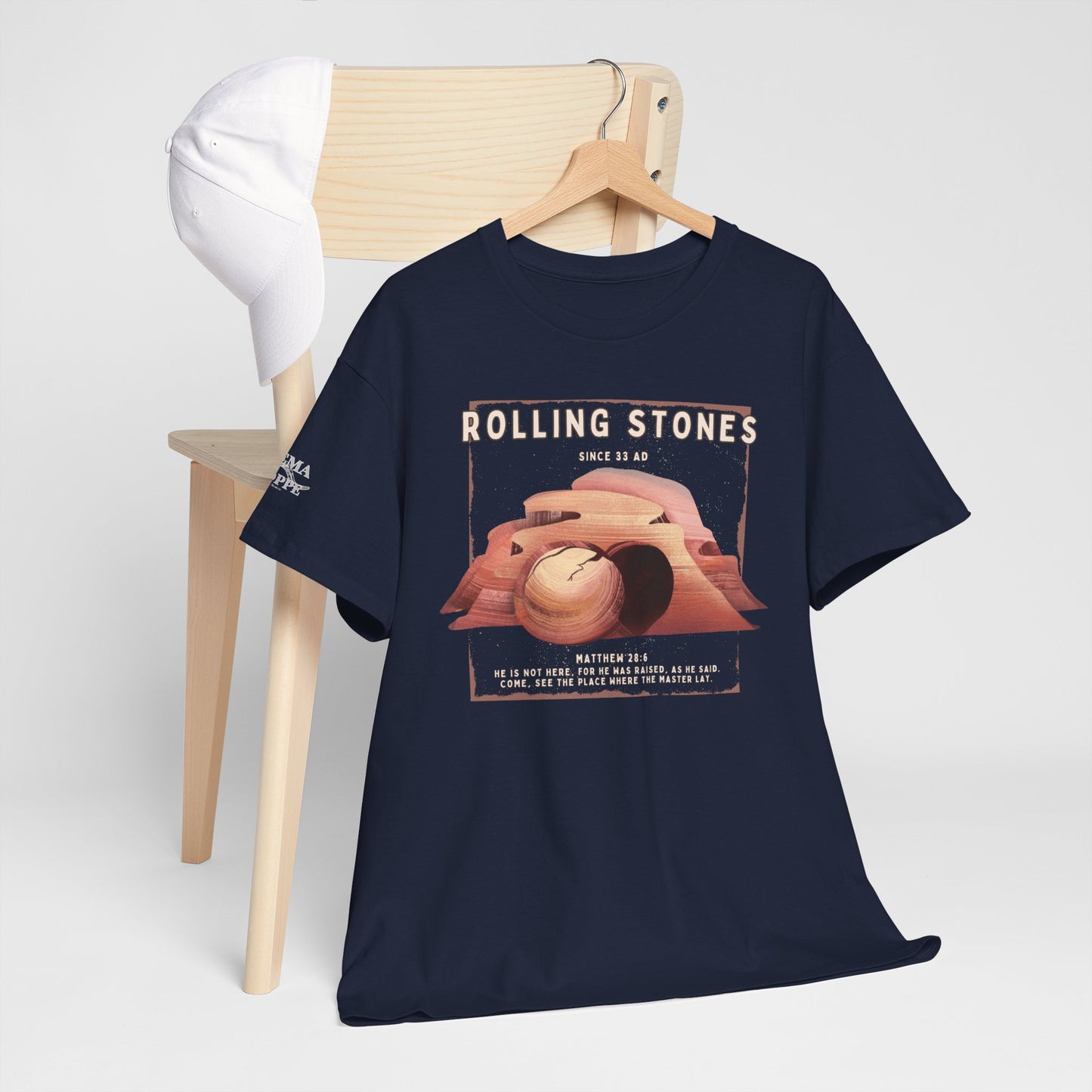 Rolling Stones Since 33 AD Biblical Graphic Tee — "Hebrew Hahas" Vintage Faith Shirt