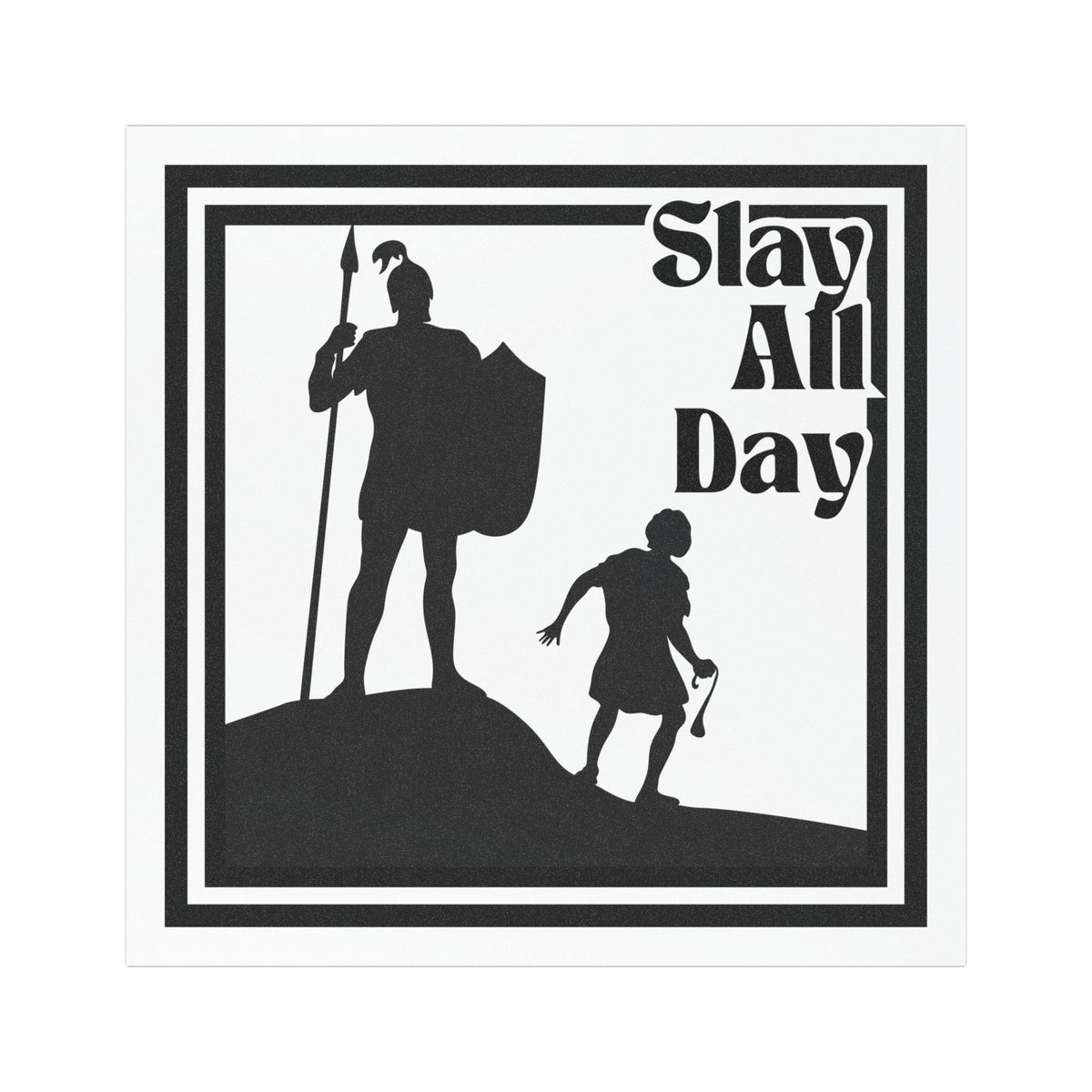 Inspirational Car Magnet- David and Goliath Slay All Day, Motivational Vehicle Decor, Fun Gifts for Warriors, Road Trip Accessories, Bible Enthusiasts