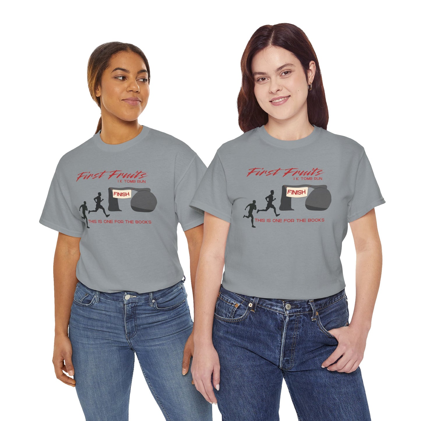 First Fruits 1k Tomb Run Unisex Tee - Funny Biblical Design