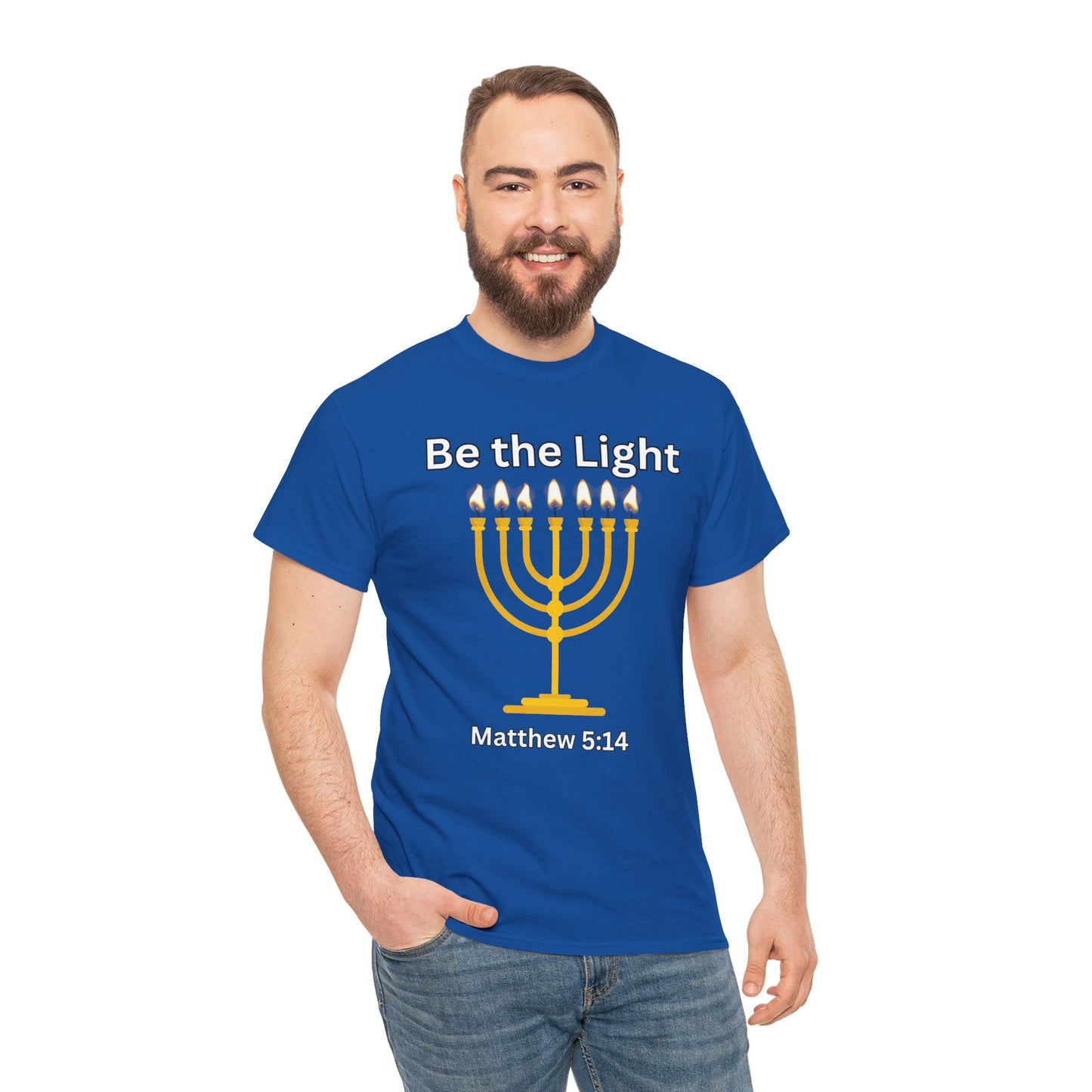 Be the Light Menorah: Unisex Heavy Cotton Tee Matthew 5:14
