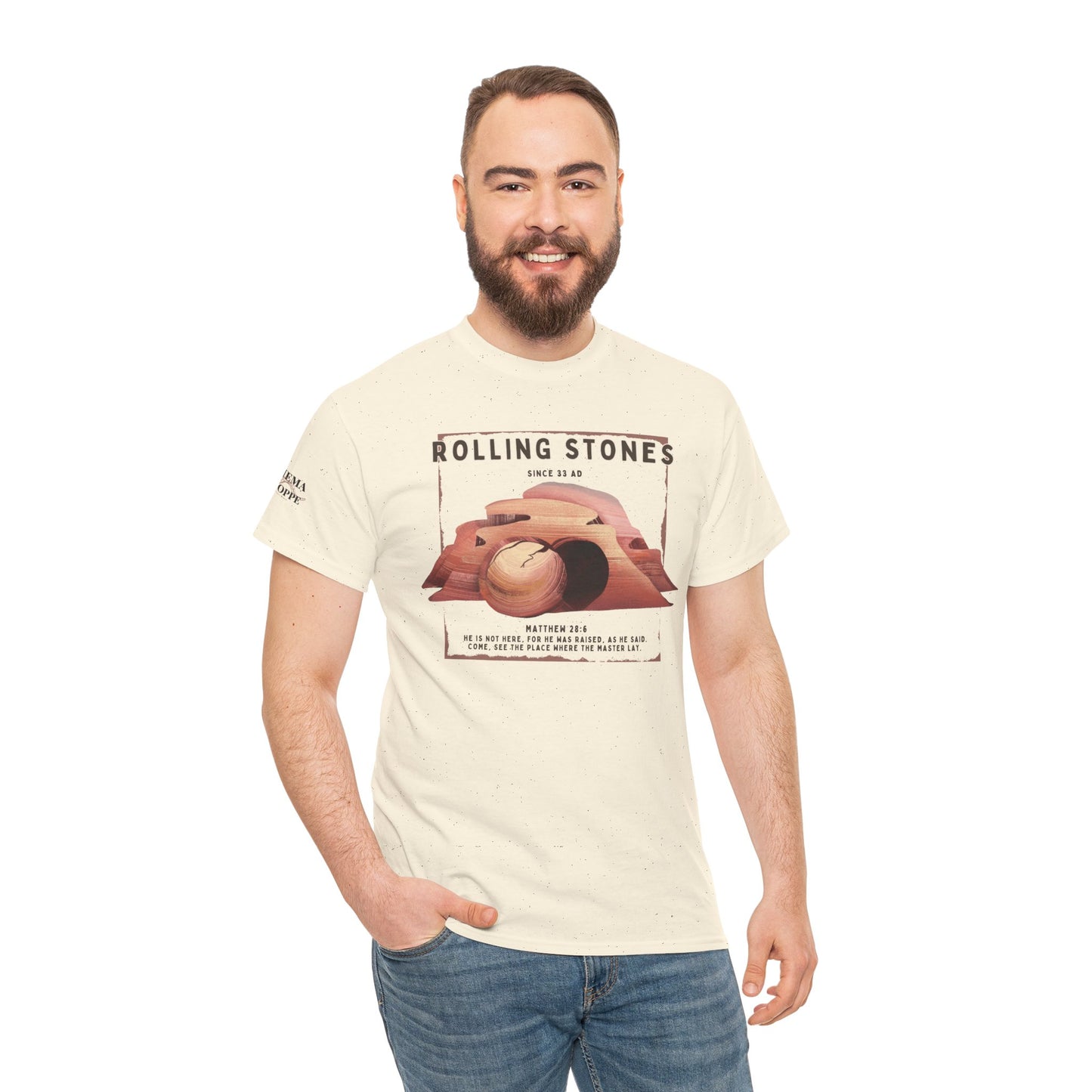 Rolling Stones Since 33 AD Biblical Graphic Tee — "Hebrew Hahas" Vintage Faith Shirt