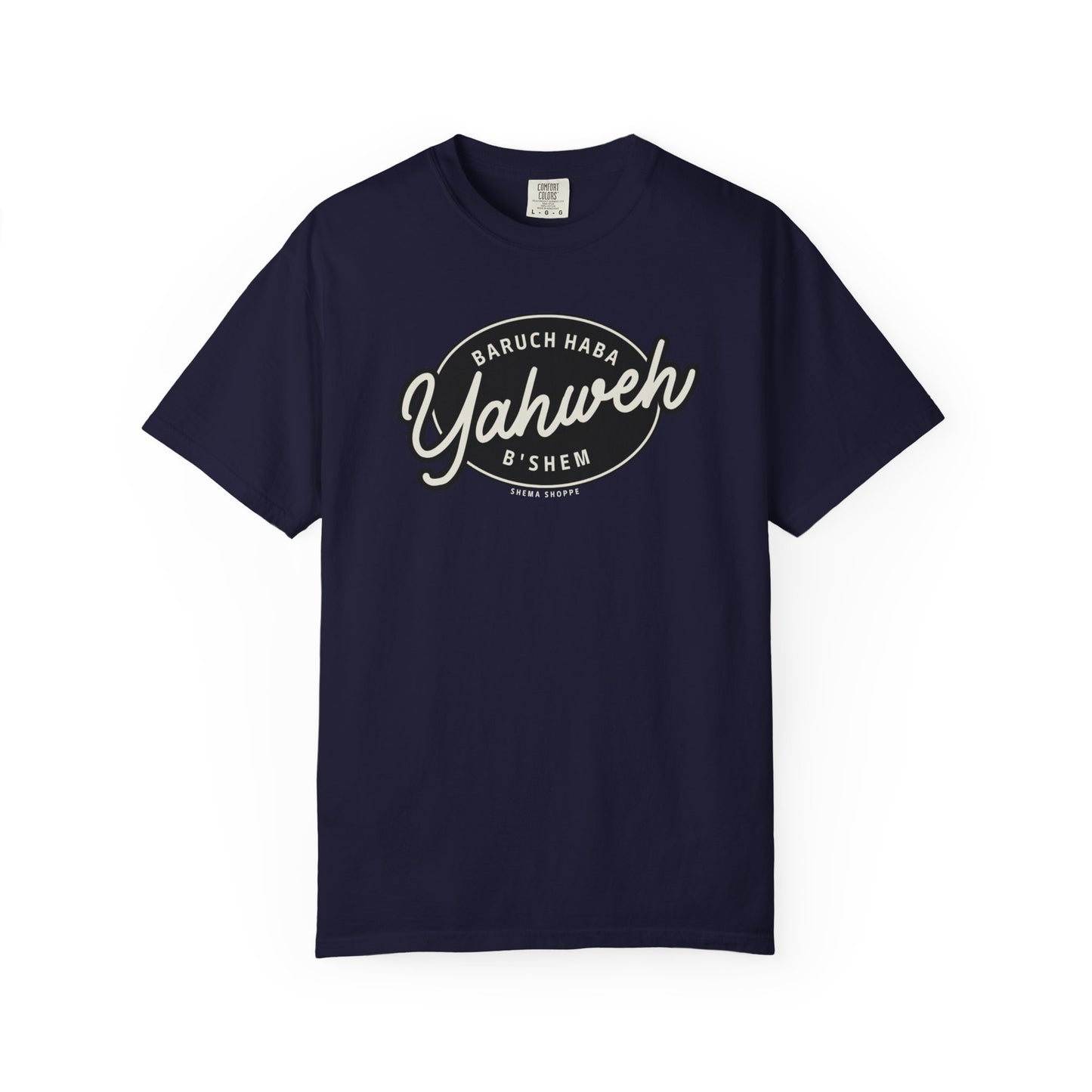 Cotton Tee Baruch Haba B'Shem Yahweh Unisex Garment-Dyed T-shirt