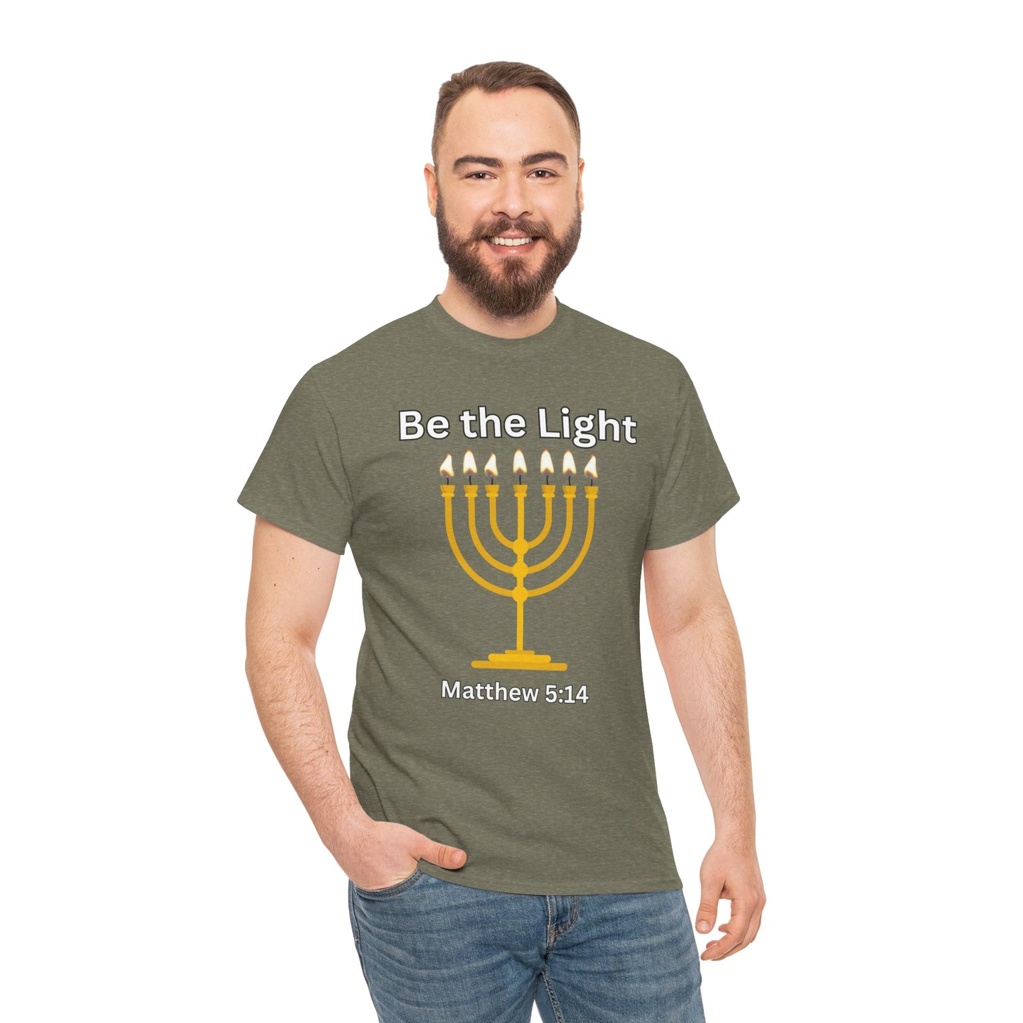 Be the Light Menorah: Unisex Heavy Cotton Tee Matthew 5:14