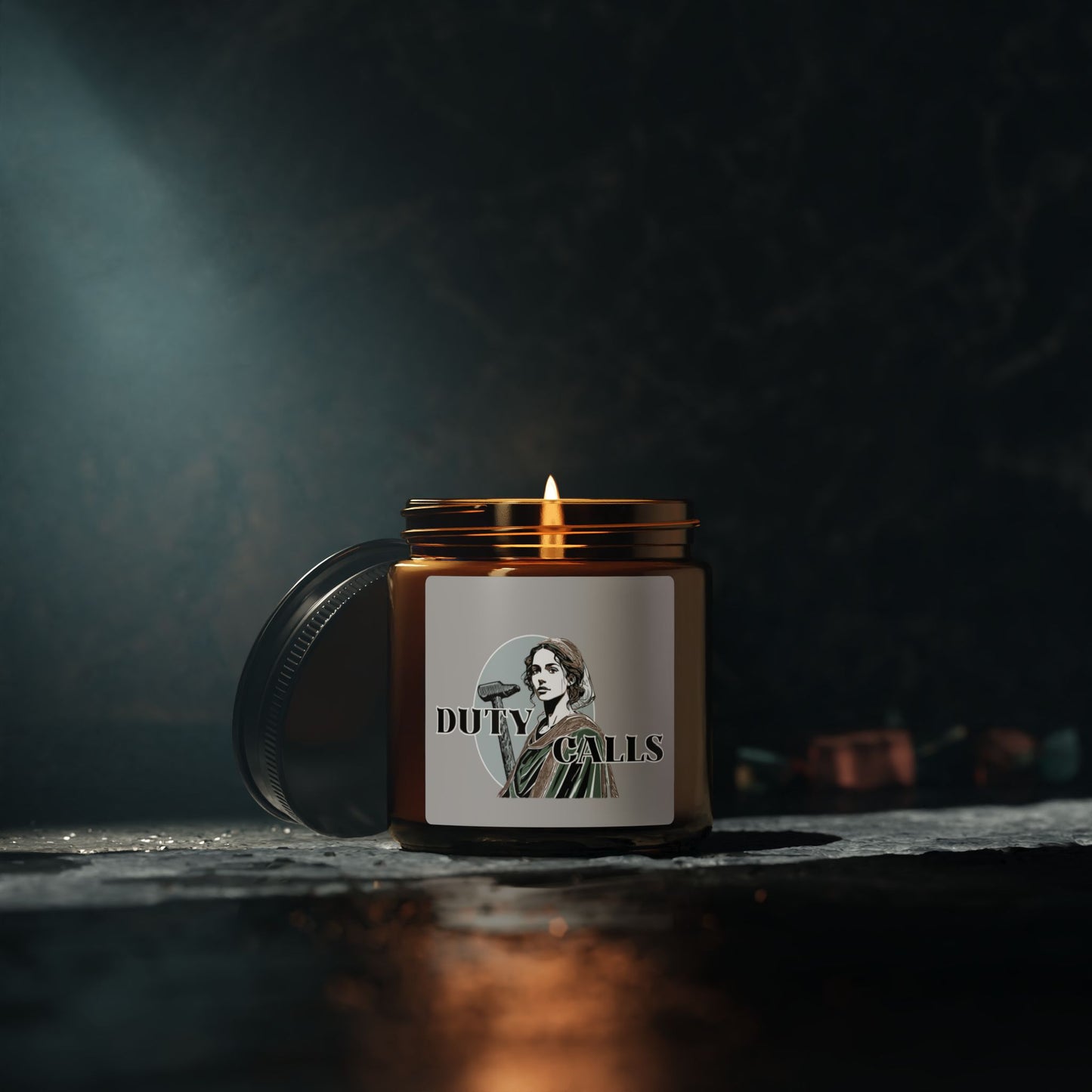 Biblical Portrait Amber Soy Candle — "Duty Calls" Scented Jar (Multi-Size)