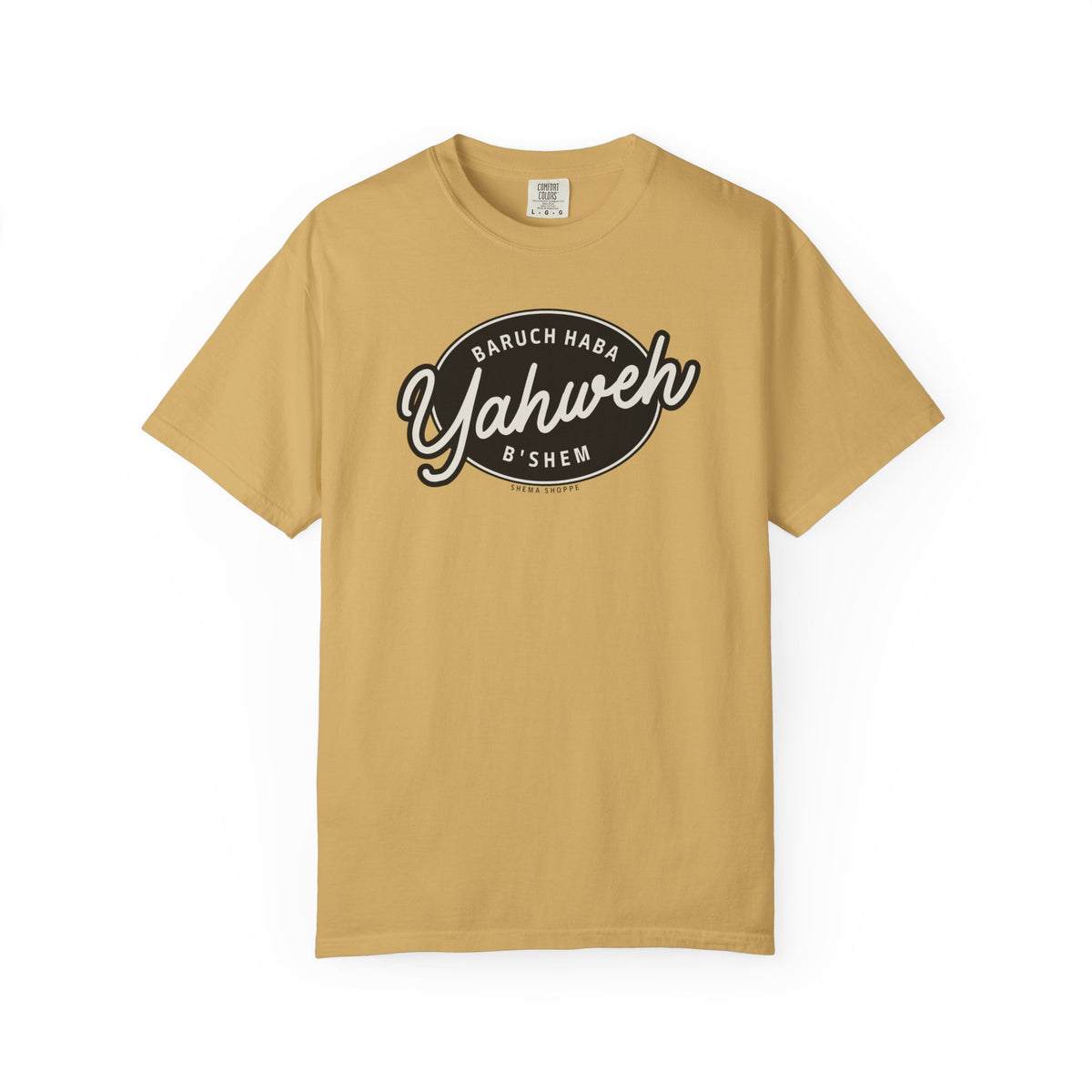 Cotton Tee Baruch Haba B'Shem Yahweh Unisex Garment-Dyed T-shirt