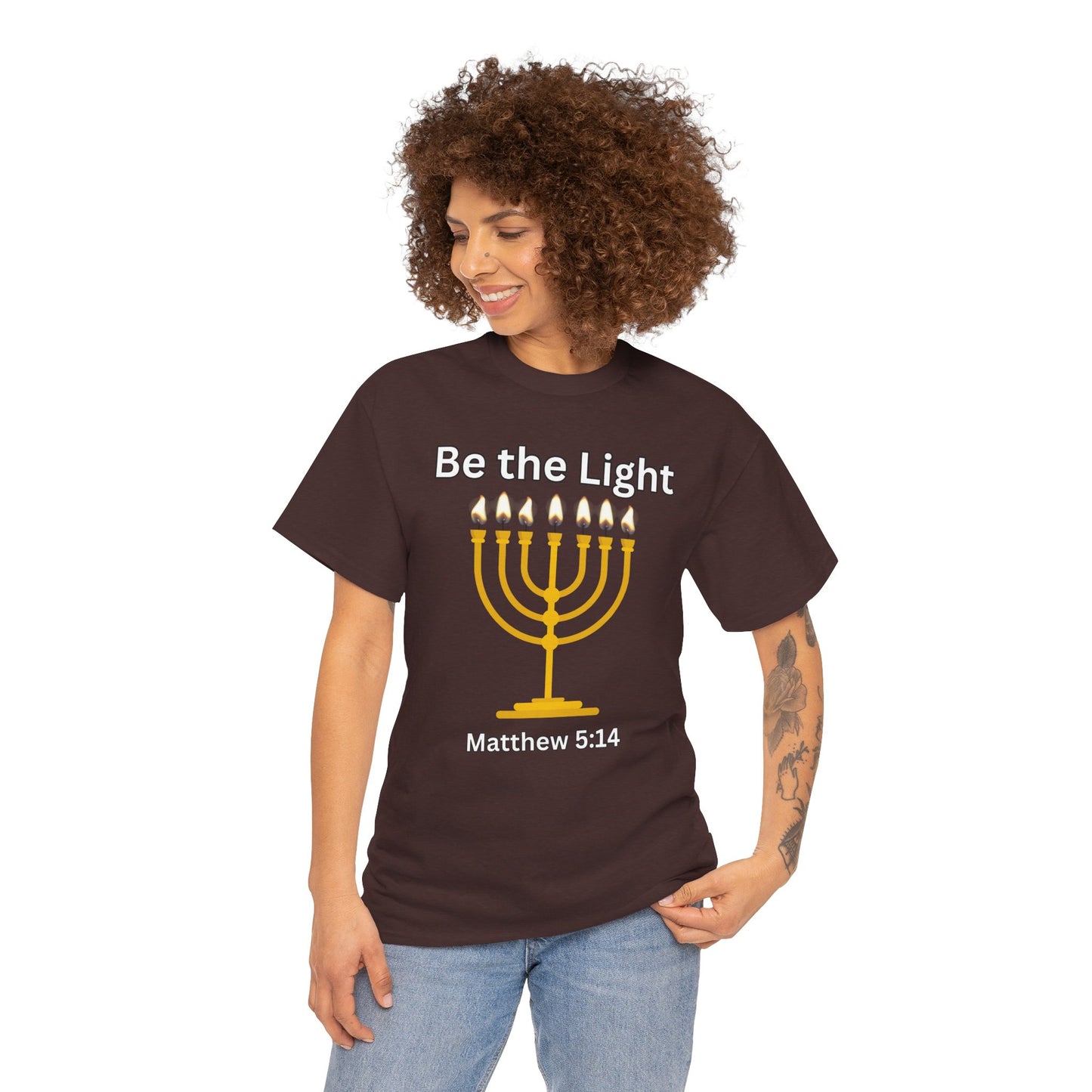 Be the Light Menorah: Unisex Heavy Cotton Tee Matthew 5:14