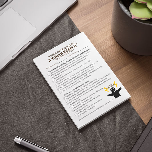 Incident Report Post-it® Note Pad — "I Was Offended by a Torah Keeper" Novelty Sticky Notes
