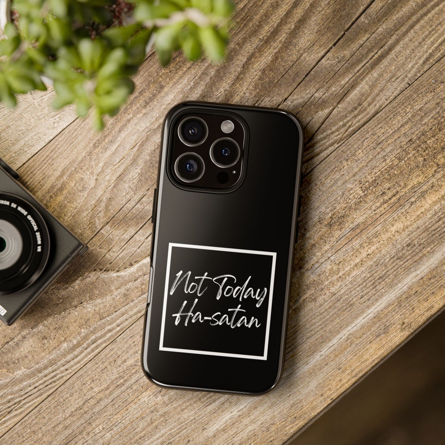 Phone Case- “Not Today Ha-satan” Black Tough Protective Cover Hebrew Humor