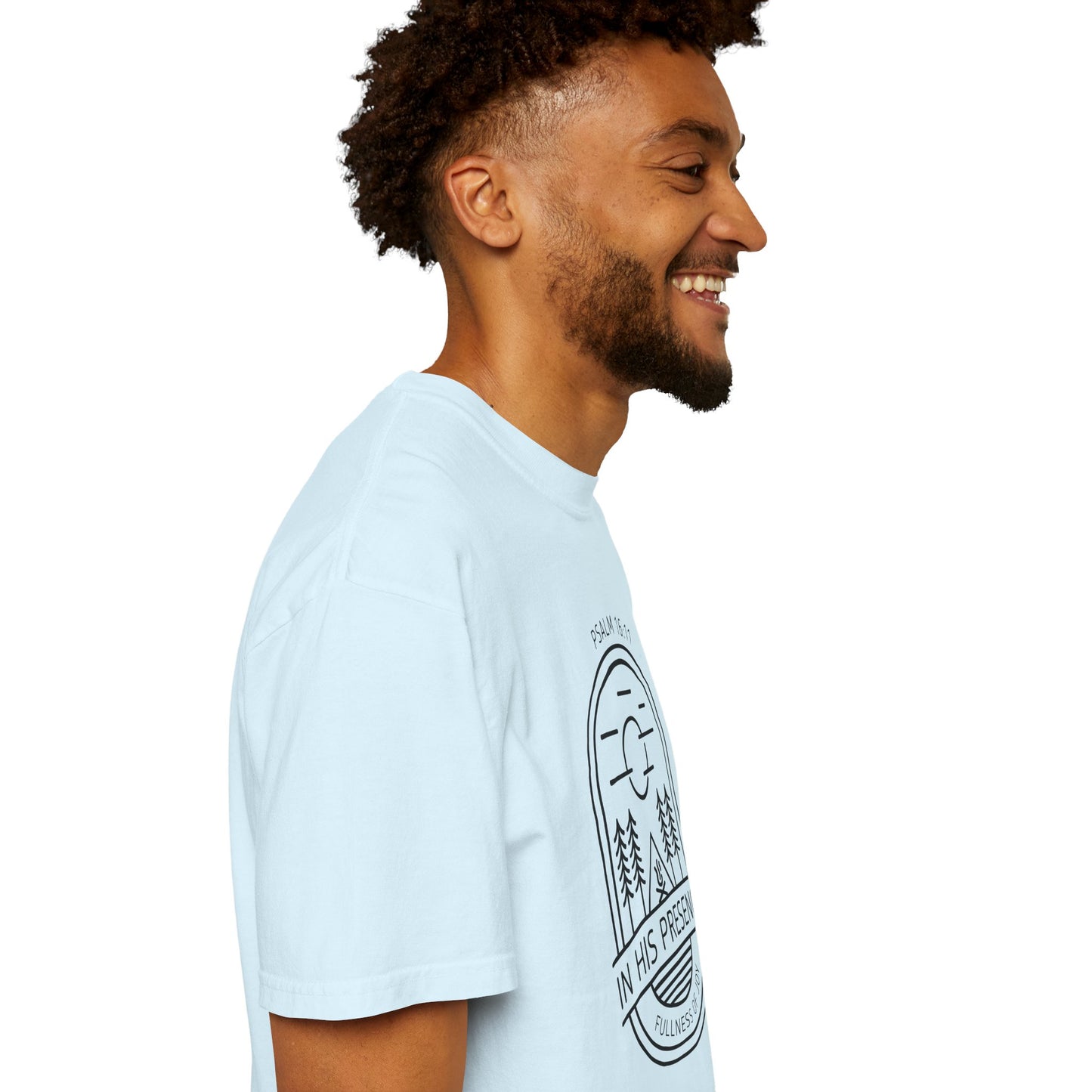 In His Presence T-Shirt — Psalm 16:11 Bible Verse Nature Comfort Colors Cotton Shirt