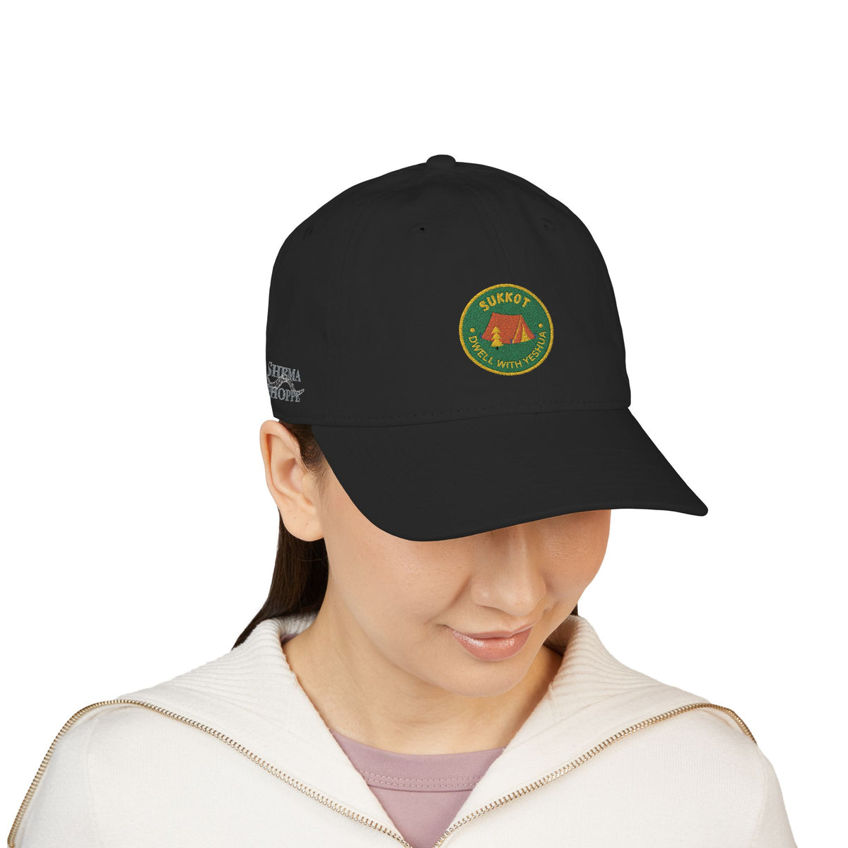 Organic Embroidered Sukkot With Yeshua Baseball Cap — Green Tent Patch