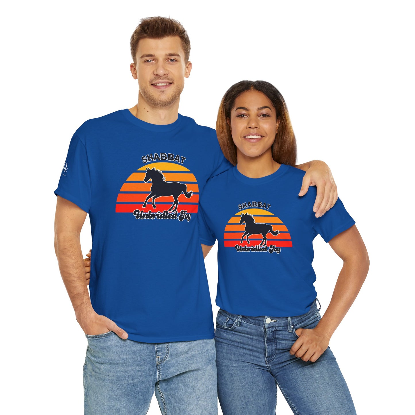 Shabbat Unbridled Joy Tee — Retro Horse Sabbath Sunset T‑Shirt