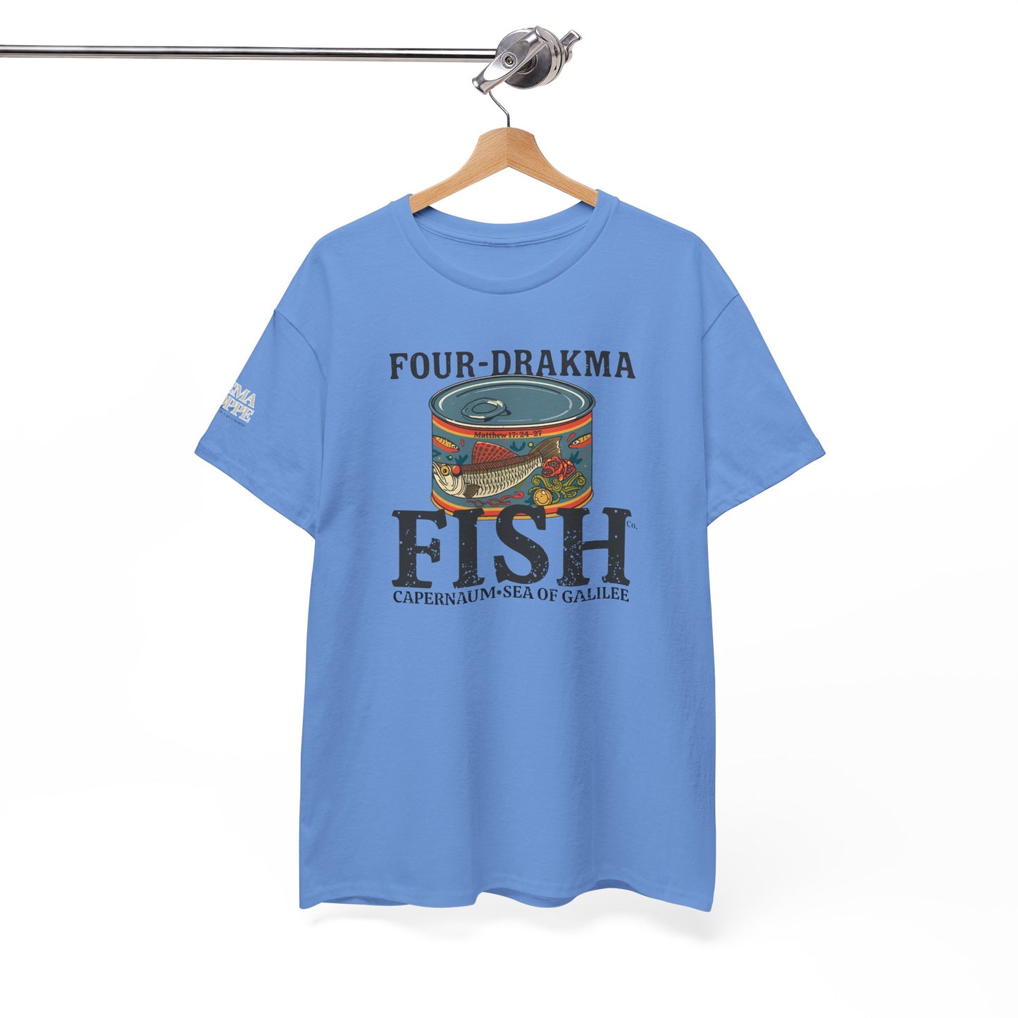 Vintage Four-Drachma Fish Co Matthew 17:24-27 Unisex Tee for Fishermen and Bible Enthusiasts