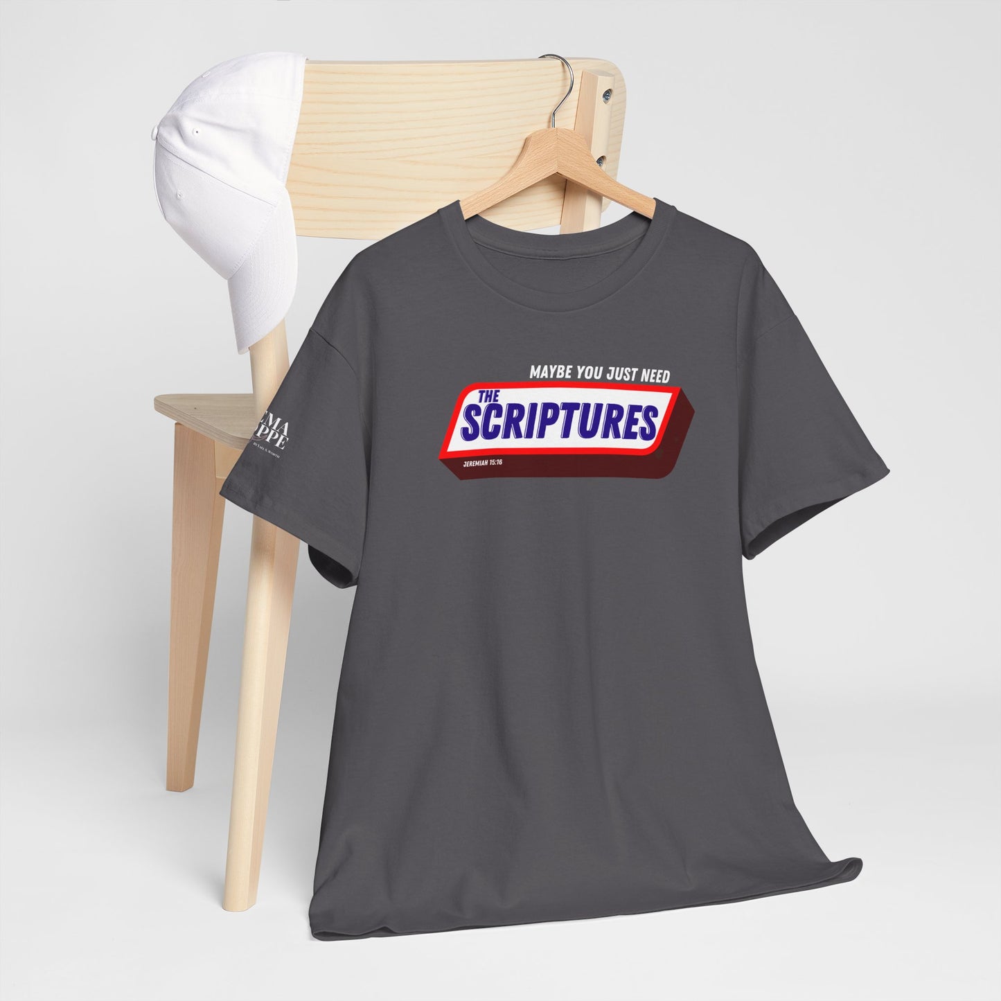 Scriptures Satisfy Heavy Cotton Tee Bible Humor