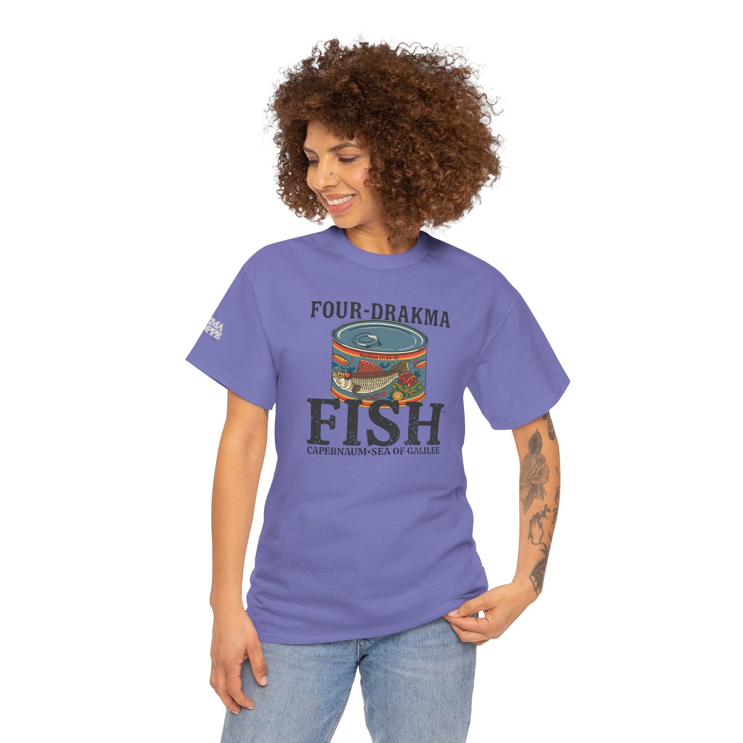 Vintage Four-Drachma Fish Co Matthew 17:24-27 Unisex Tee for Fishermen and Bible Enthusiasts
