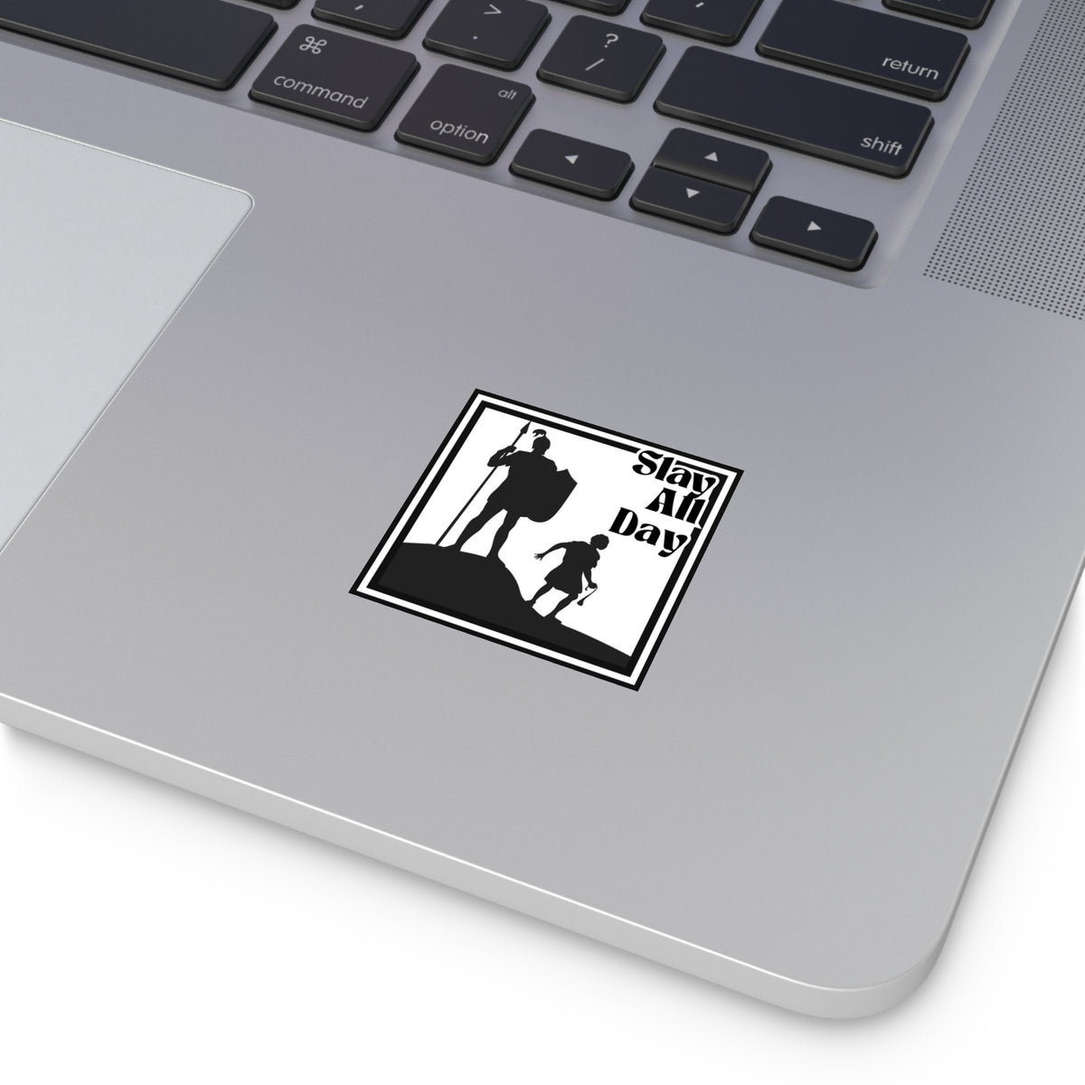 Indoor Outdoor Square Stickers - Slay All Day - Motivational Decor, Warrior, David and Goliath, Gen Z, Gen A, Bible,  Faith