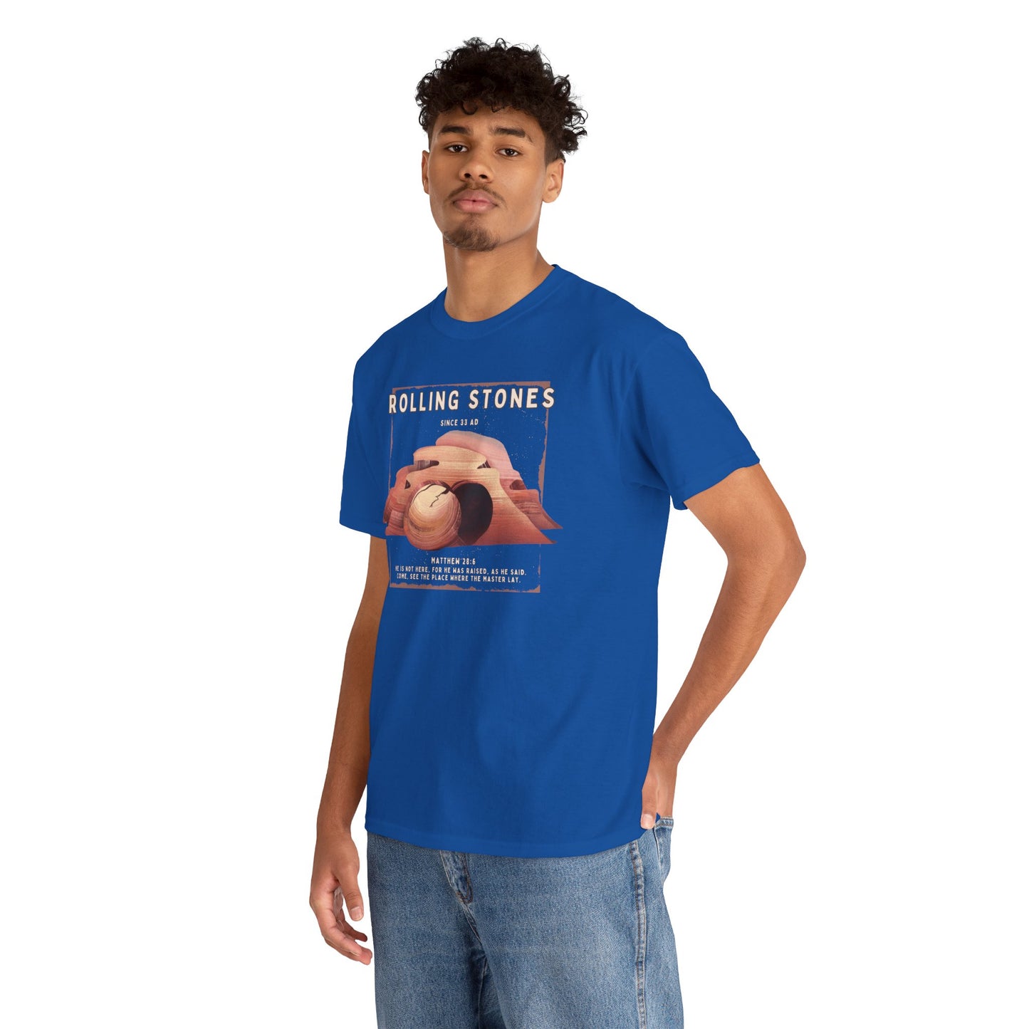 Rolling Stones Since 33 AD Biblical Graphic Tee — "Hebrew Hahas" Vintage Faith Shirt