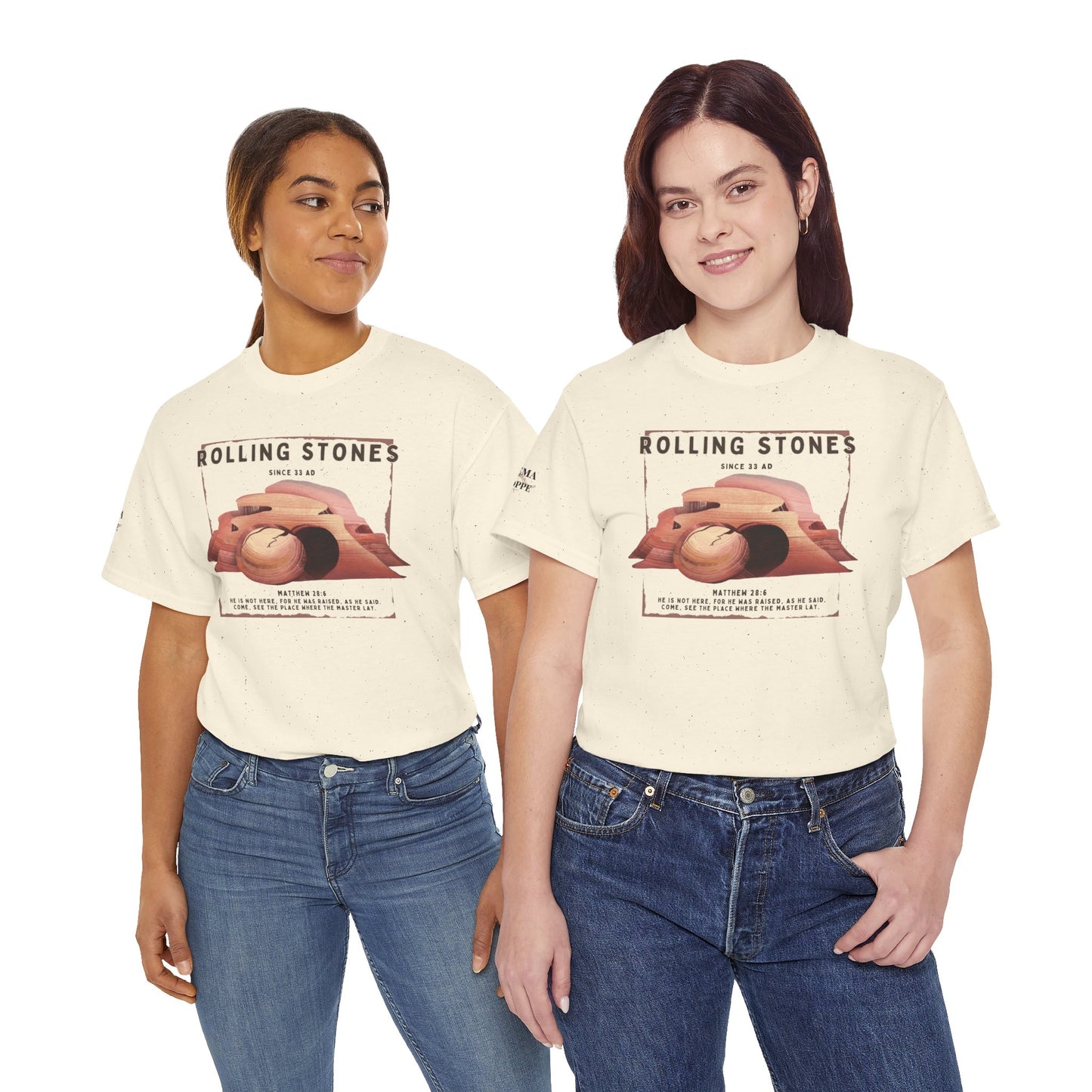 Rolling Stones Since 33 AD Biblical Graphic Tee — "Hebrew Hahas" Vintage Faith Shirt