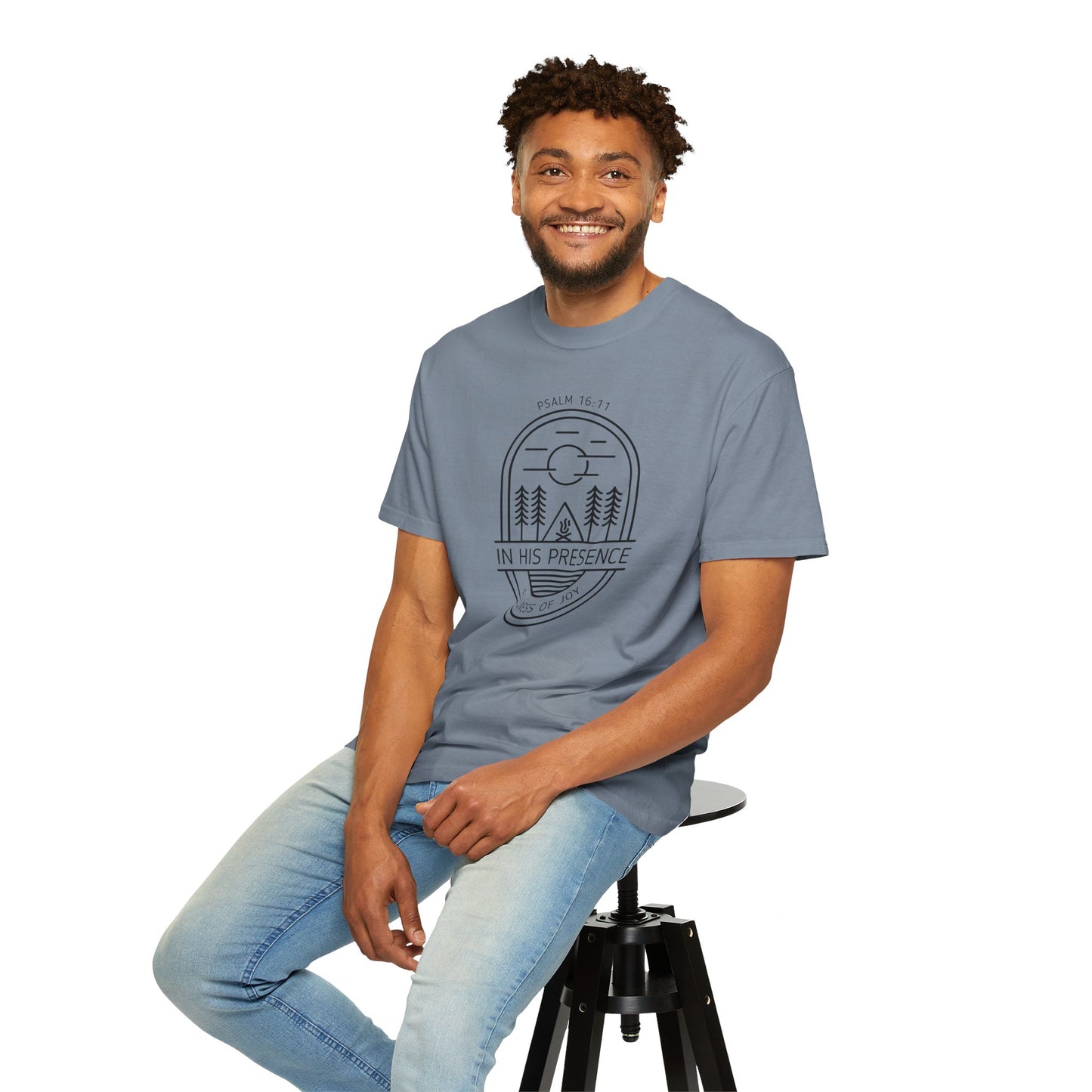 In His Presence T-Shirt — Psalm 16:11 Bible Verse Nature Comfort Colors Cotton Shirt