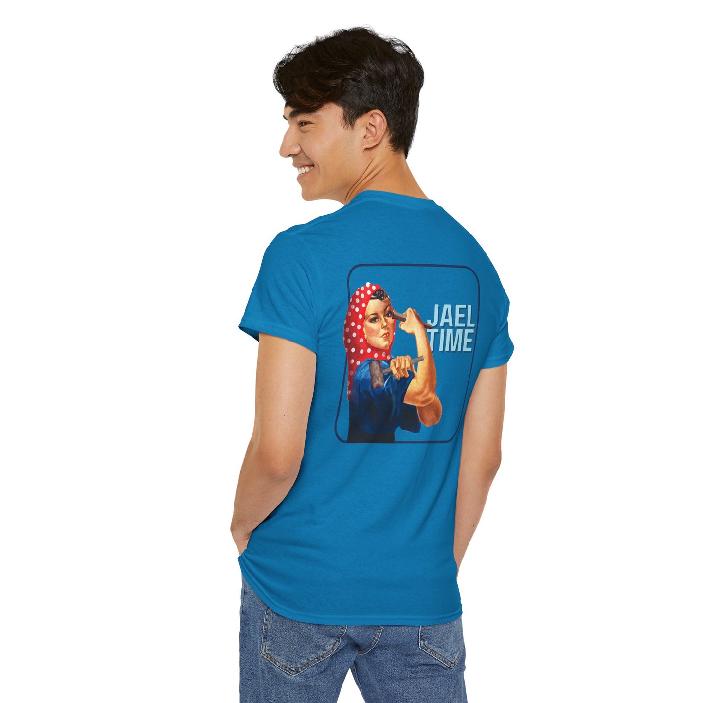 'Jael Time' Humorous Bible Story T-Shirt with Tent Peg and Hammer Design Cotton Tee