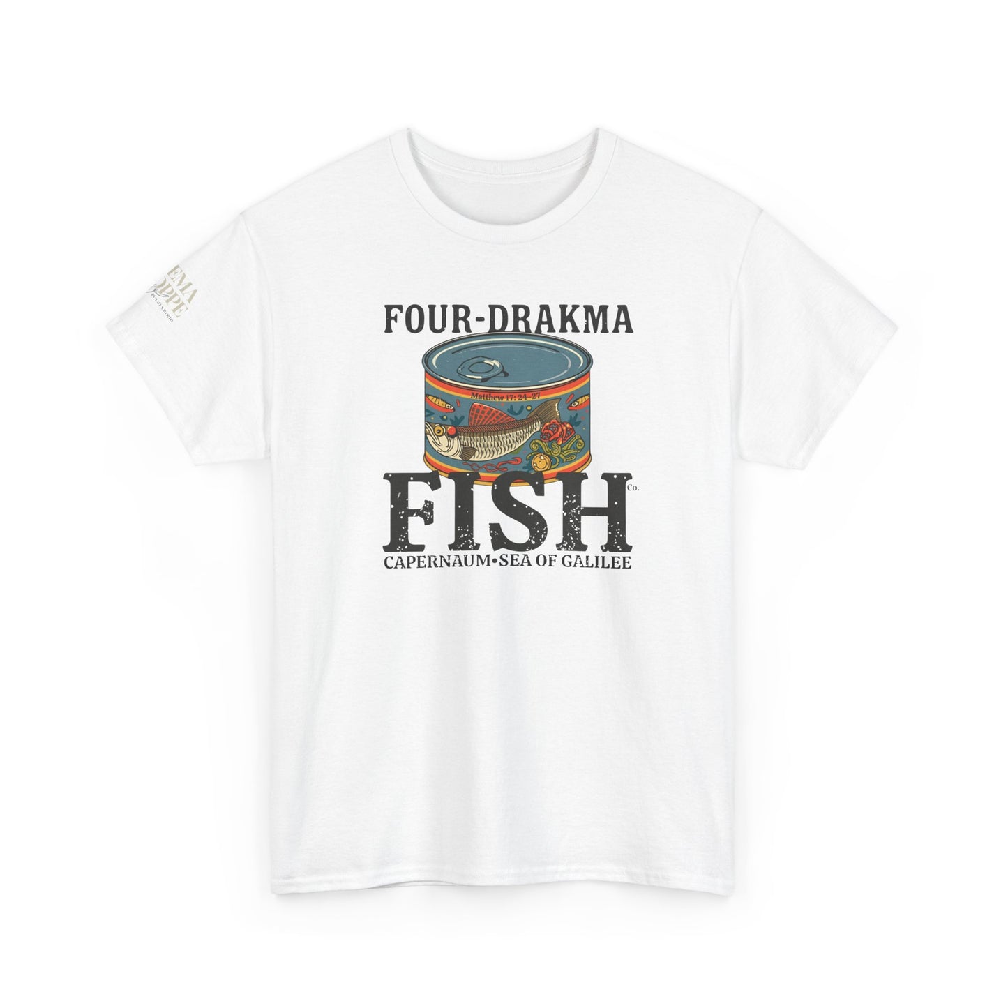Vintage Four-Drachma Fish Co Matthew 17:24-27 Unisex Tee for Fishermen and Bible Enthusiasts
