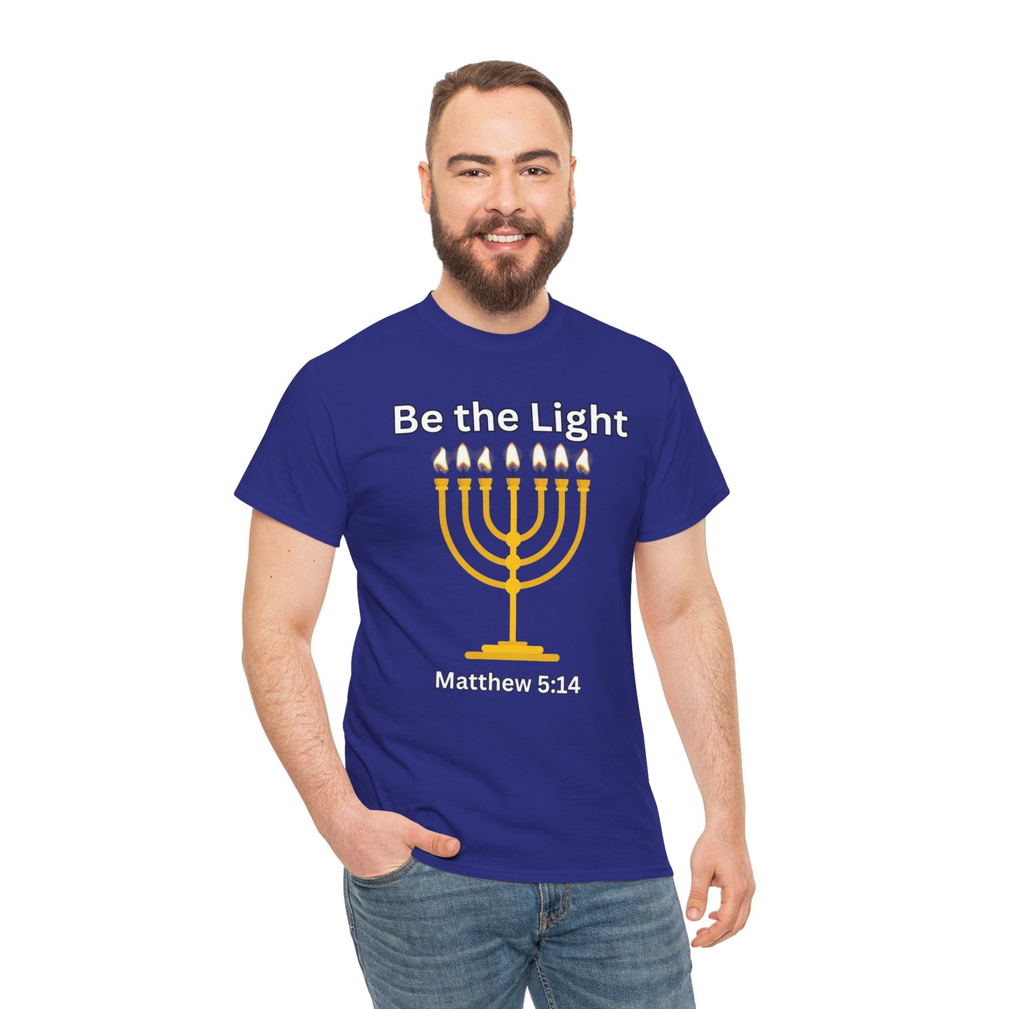 Be the Light Menorah: Unisex Heavy Cotton Tee Matthew 5:14