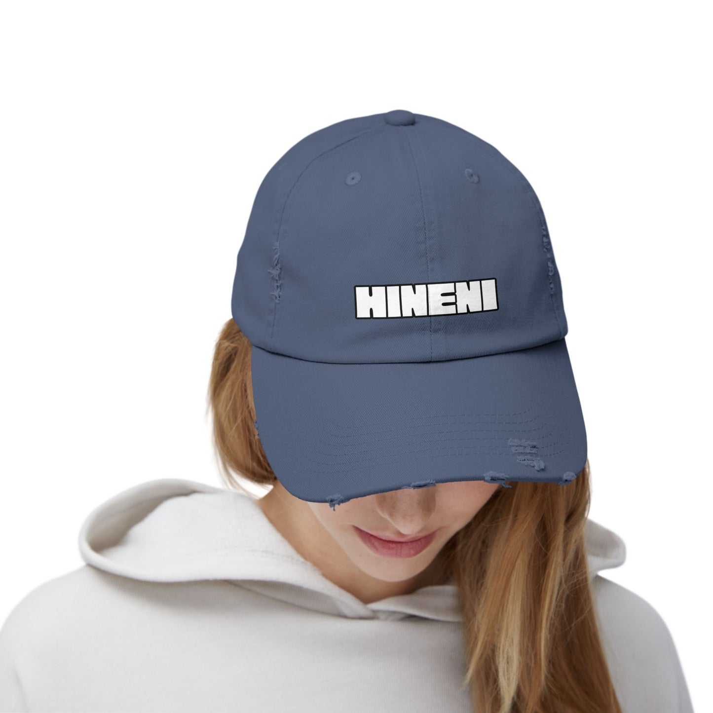 Hineni (Hebrew for "here I am")  Distressed Cap with 'Hineni' | Casual Streetwear Hat, Daily Accessory, Gift for Him/Her, Trendy Cap