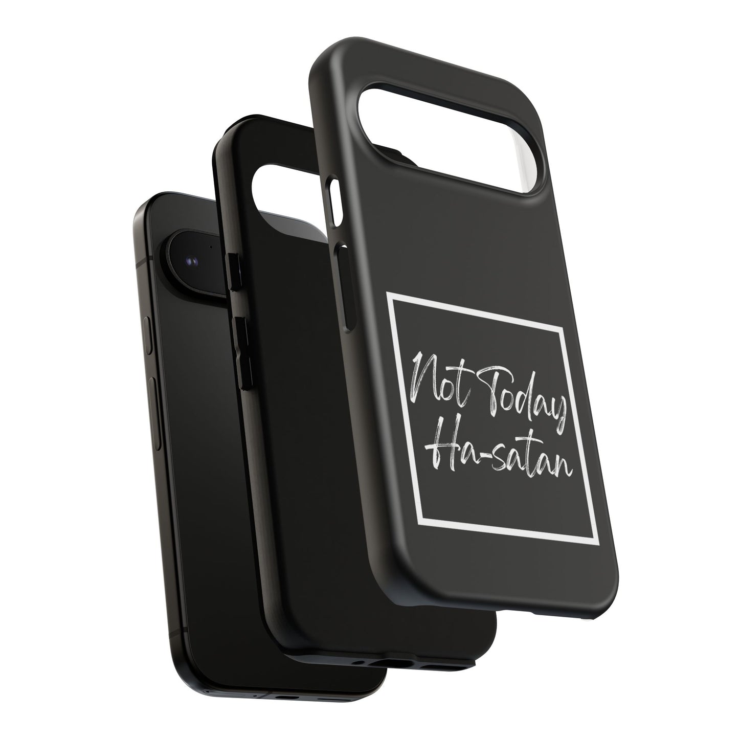 Phone Case- “Not Today Ha-satan” Black Tough Protective Cover Hebrew Humor