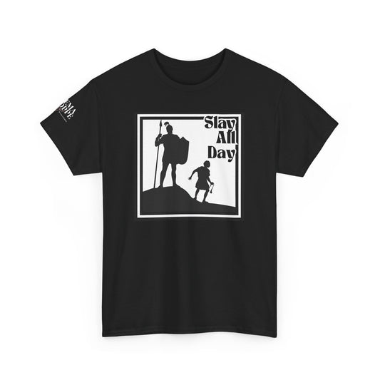 Slay All Day David and Goliath Unisex Heavy Cotton T-Shirt Biblical Humor Tee