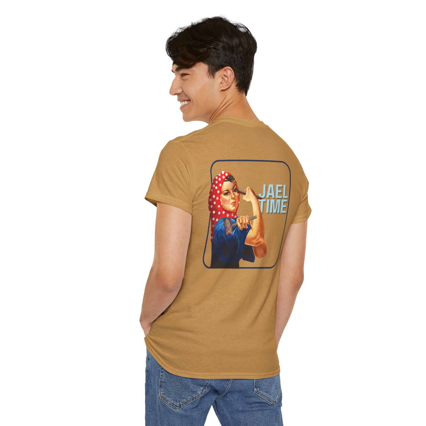 'Jael Time' Humorous Bible Story T-Shirt with Tent Peg and Hammer Design Cotton Tee