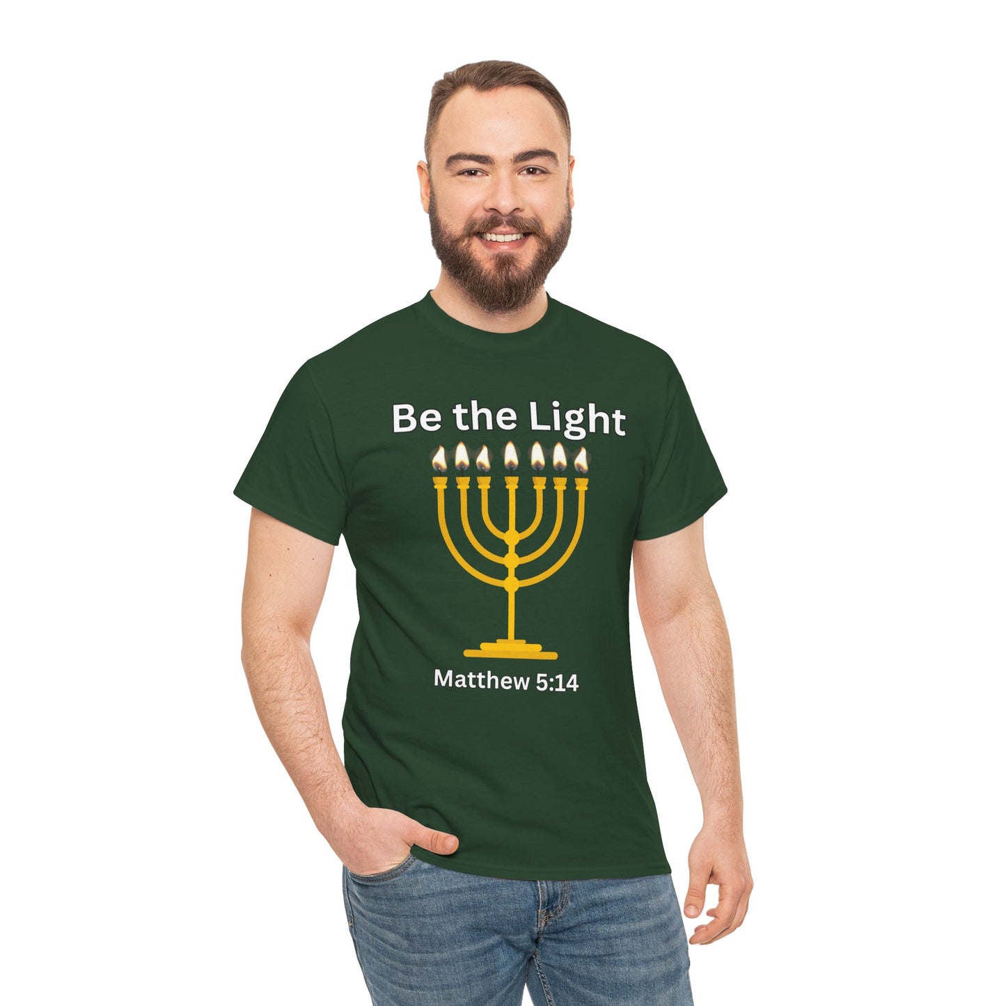 Be the Light Menorah: Unisex Heavy Cotton Tee Matthew 5:14