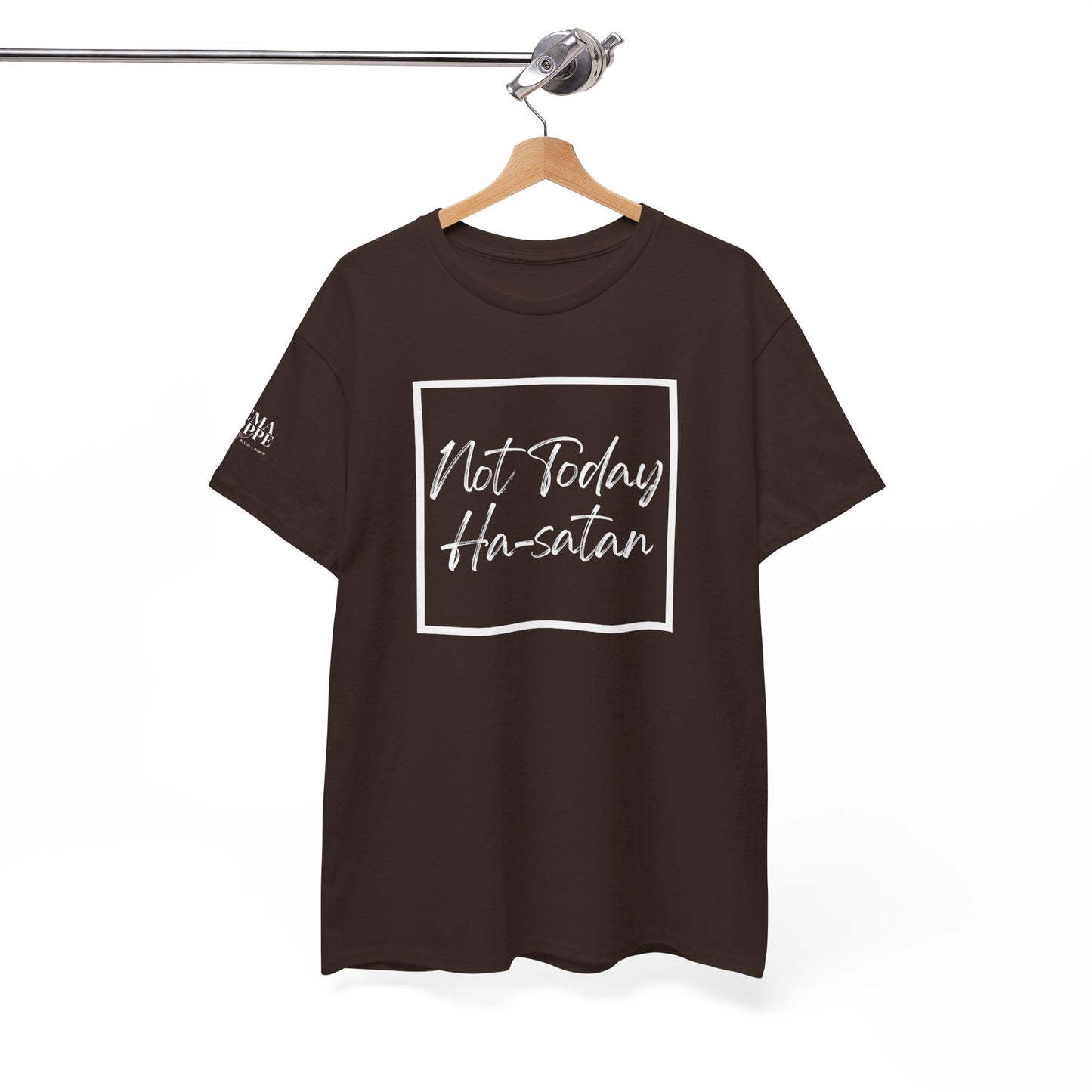 "Not Today Ha-satan" Cotton Tee Minimal Script Graphic Tee