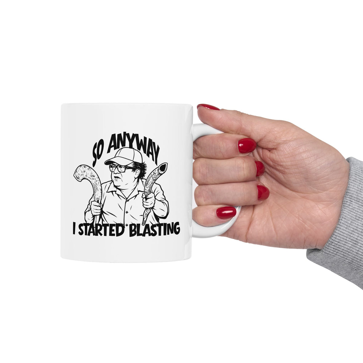 Funny Shofar Meme Mug — "I Started Blasting" Ceramic Mug (11oz & 15oz)