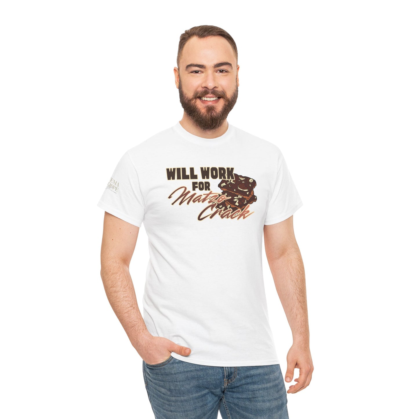 Will Work for Matzo Crack Funny Passover Unleavened Bread T‑Shirt
