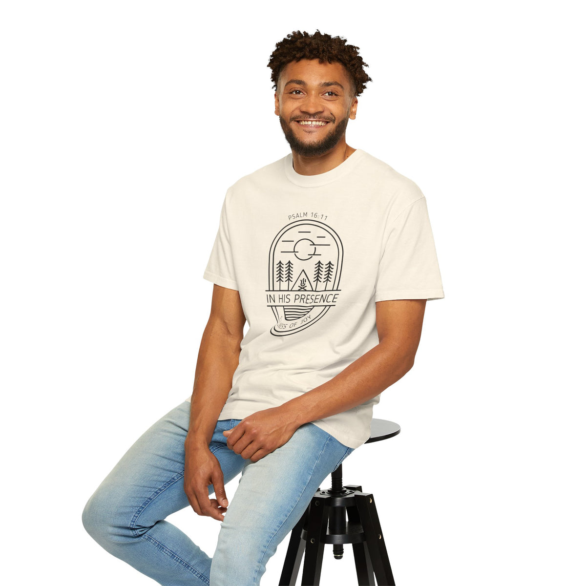 In His Presence T-Shirt — Psalm 16:11 Bible Verse Nature Comfort Colors Cotton Shirt