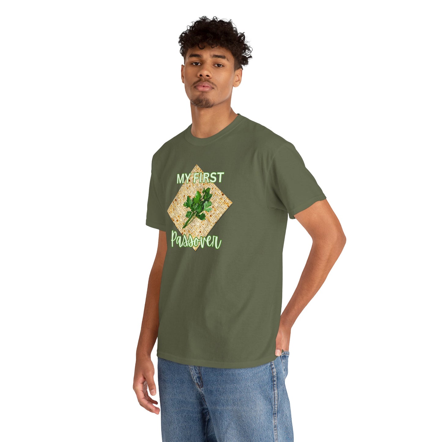 Adults My First Passover T‑Shirt — Seder Matzo & Parsley Pesach Tee