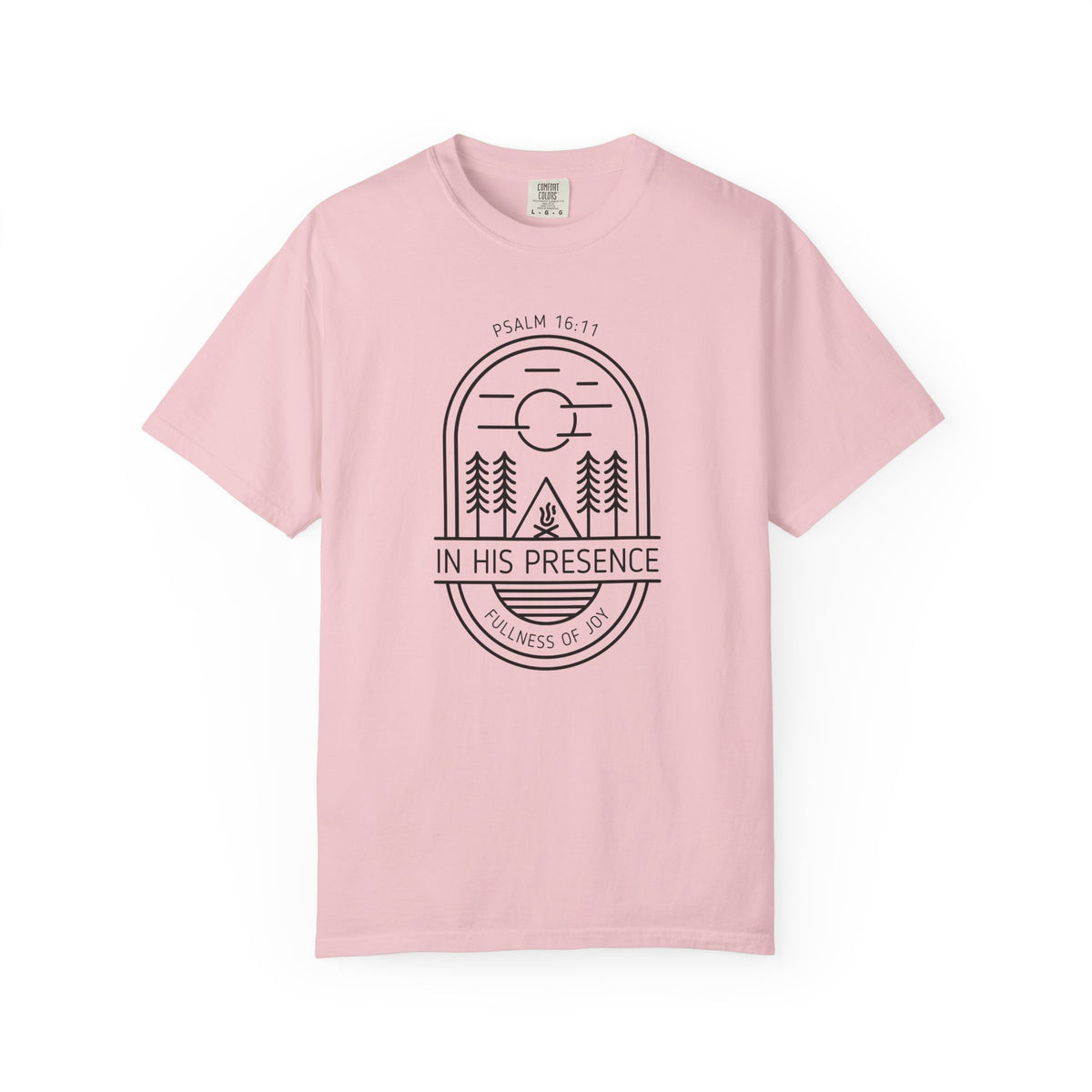 In His Presence T-Shirt — Psalm 16:11 Bible Verse Nature Comfort Colors Cotton Shirt