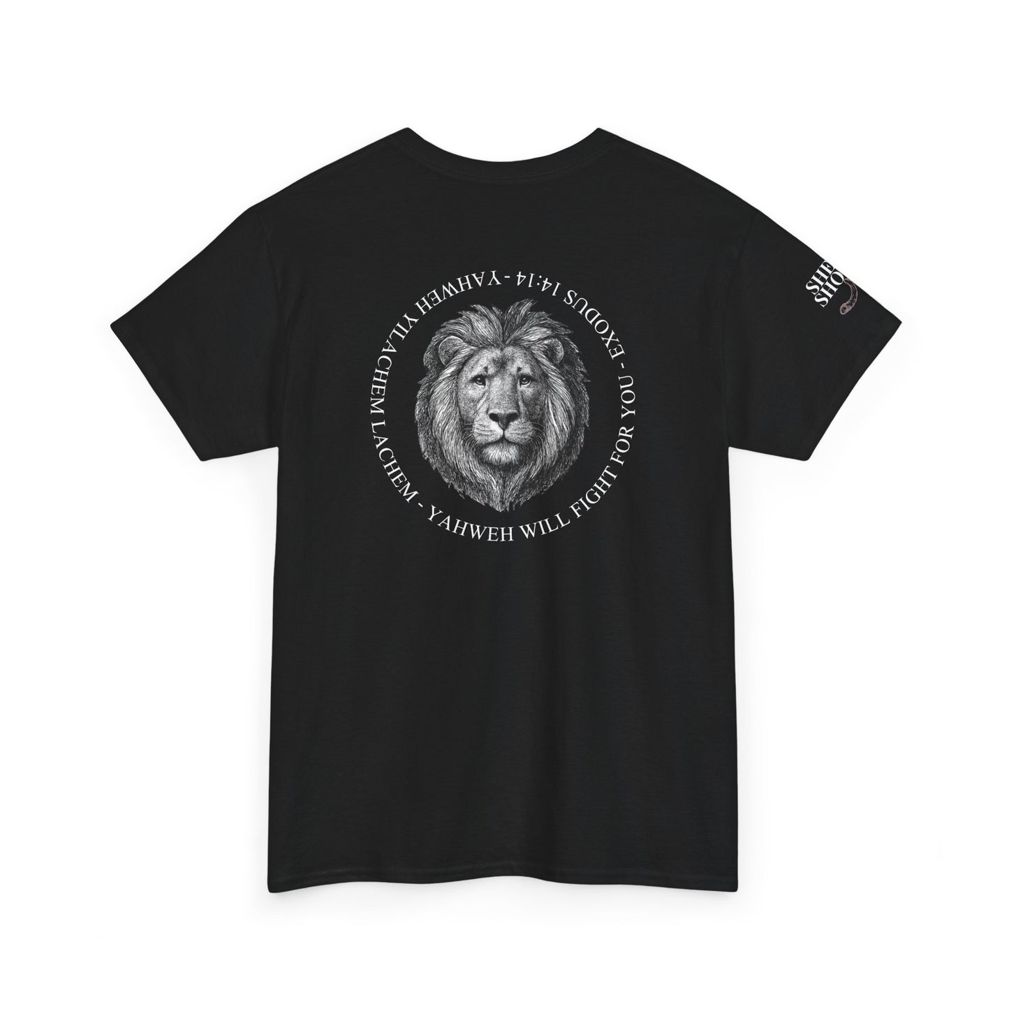 Hebrew Lion Tee — "Yahweh Yilachem Lachem" Inspirational Scripture Shirt Exodus 14:14