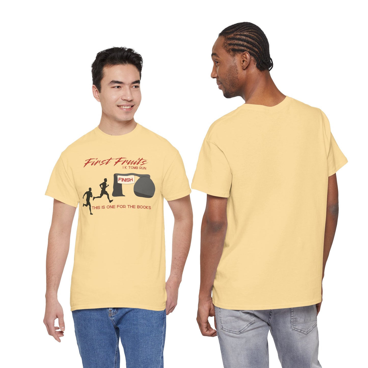 First Fruits 1k Tomb Run Unisex Tee - Funny Biblical Design